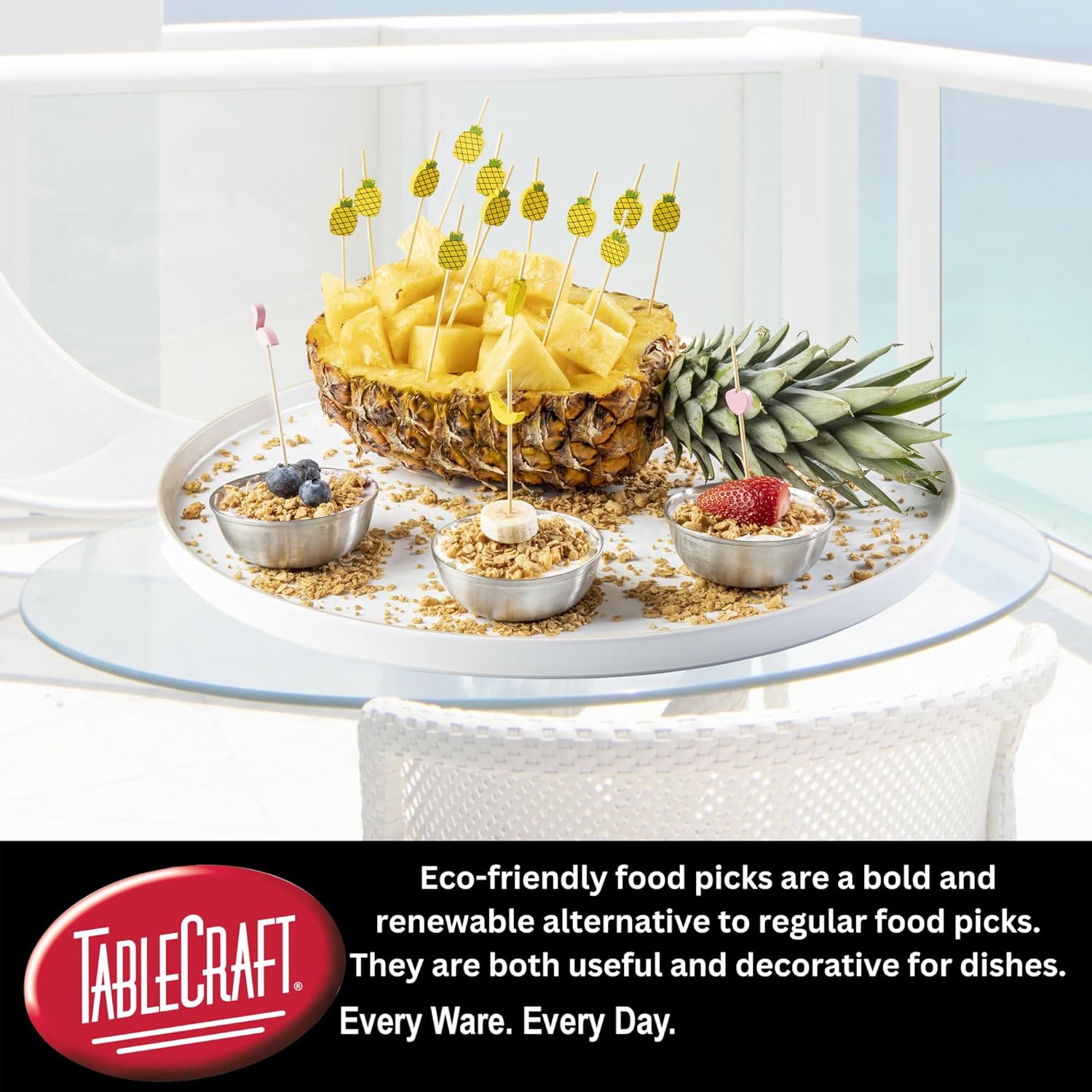 Tablecraft 11760 – Púas de cóctel, 4.5 pulgadas, color amarillo