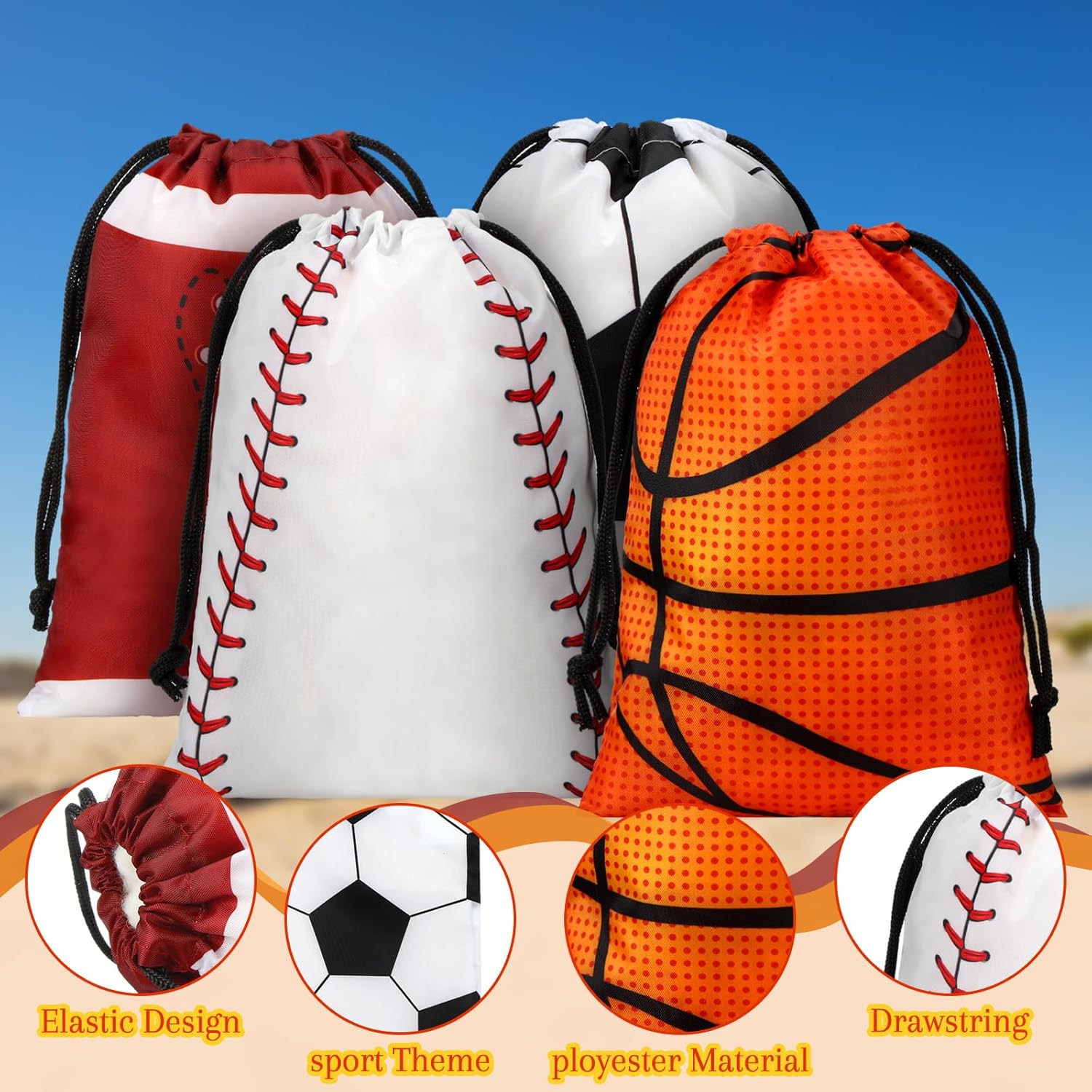 Berlune 24 bolsas de golosinas deportivas de fútbol, bolsas de recuerdos de fiesta deportiva, bolsas de aperitivos de 7 x 10 pulgadas, bolsas de