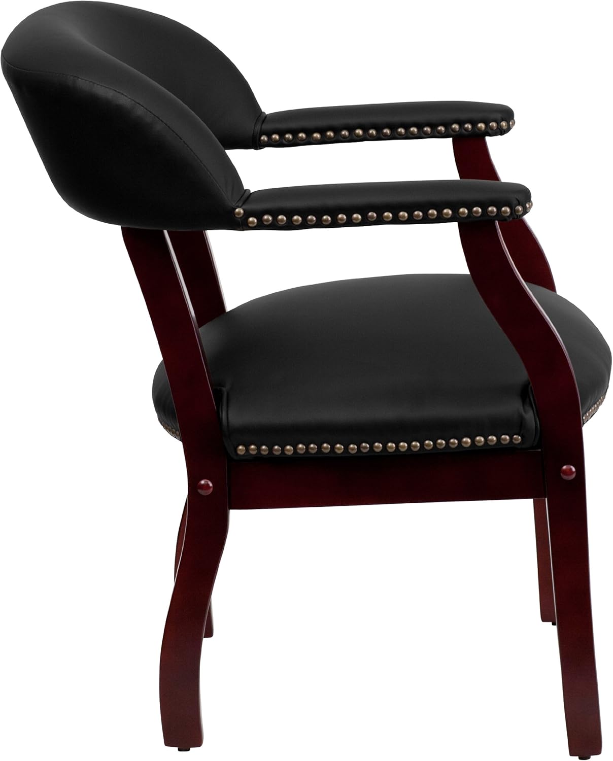 Flash Furniture Silla de conferencia de LeatherSoft con adorno de uñas decorativo en color negro