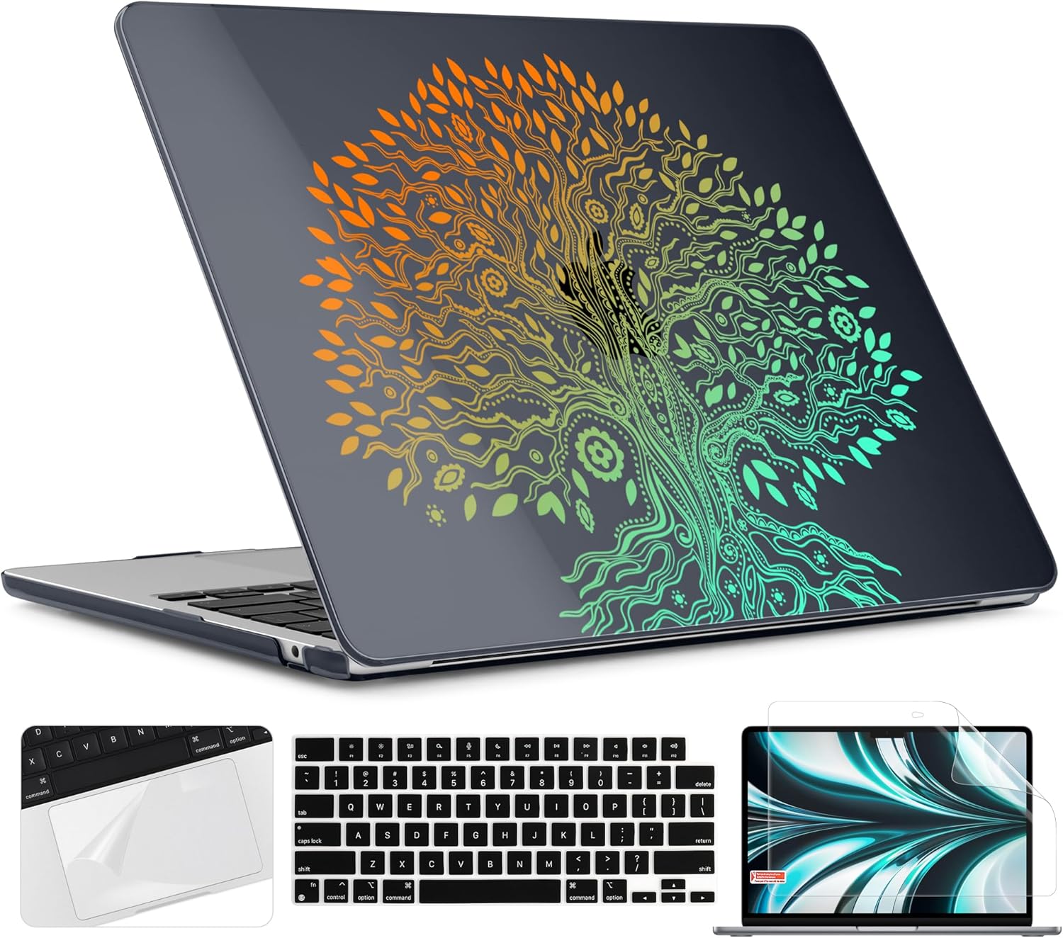 TWOLSKOO Funda para MacBook Air M2 de 13.6 pulgadas 2022 2023 A2681 con Touch ID, cubierta rígida de plástico con protector de pantalla, cubierta de