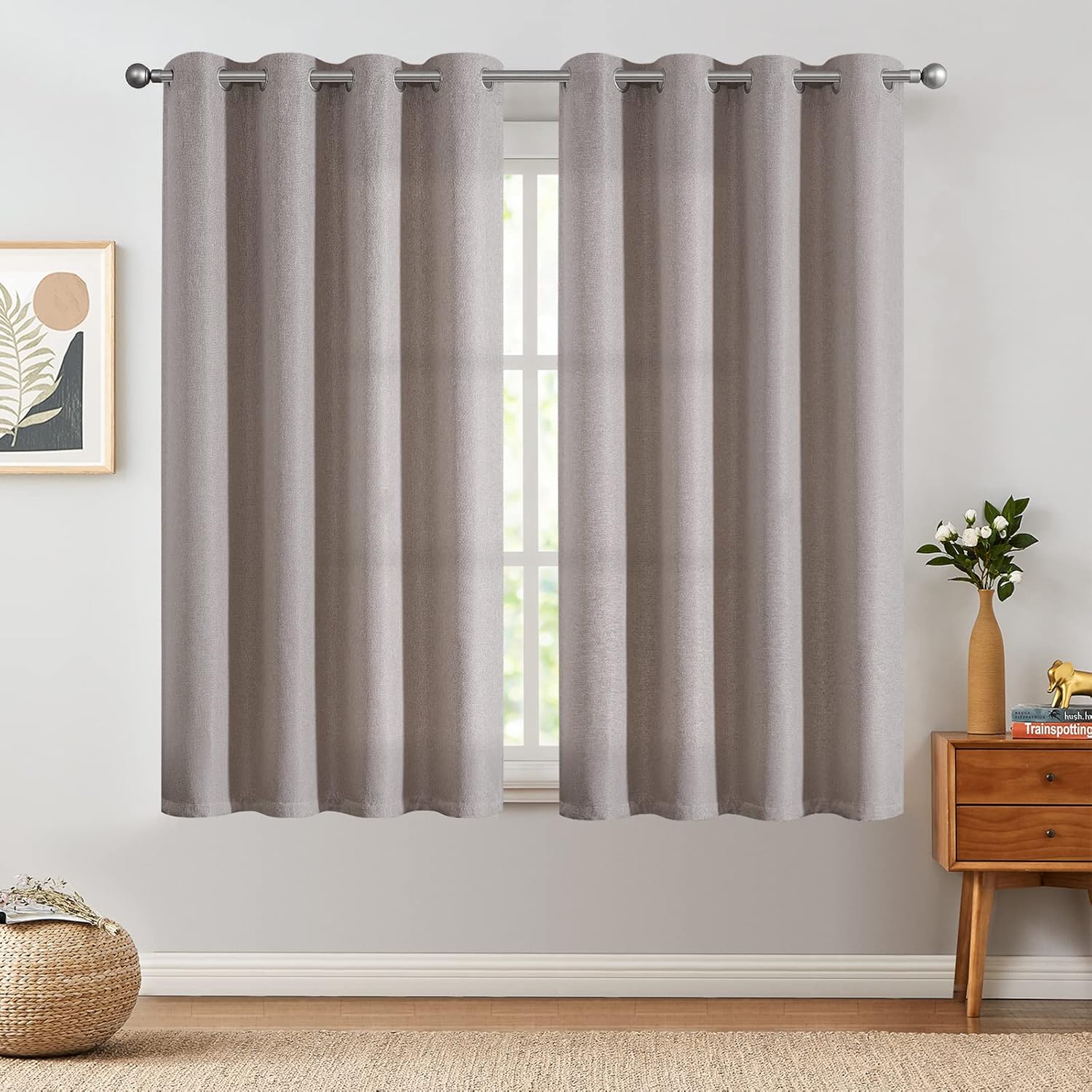 jinchan – Cortina oscurecedora con textura de lino, de 72pulgadas de largo, con aislamiento térmico y ojales, para sala de estar y dormitorio,