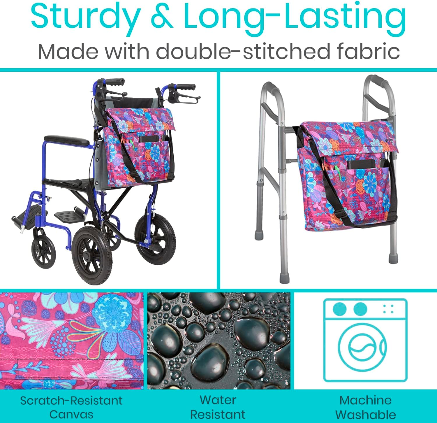 Bolsa para silla de ruedas, Floral púrpura