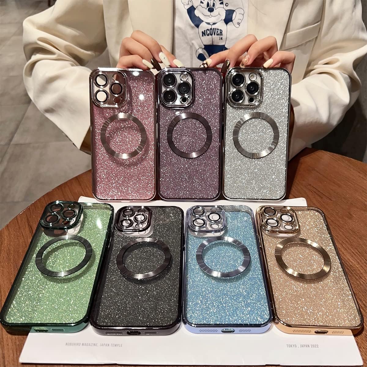 Fycyko Magsafe – Funda compatible con iPhone 12 Pro con purpurina, bonita funda magnética flexible de lujo, protección de la cámara, a prueba de