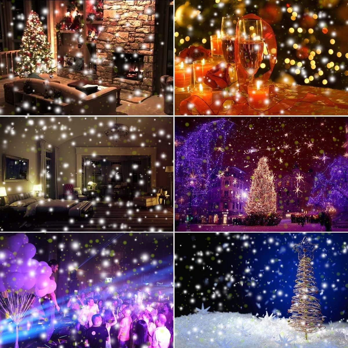 Proyector de luces de nieve de Navidad, proyector de luz LED impermeable de FLEVO para interiores y exteriores, con efecto de nieve dinámico para el