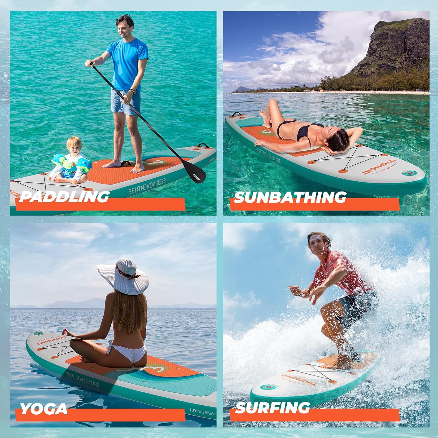 Overmont Inflatable Stand Up Paddle Board with Premium SUP Accessories, 106 Wide Durable Design, Non-Slip Stable Deck for Youth & Adults of All