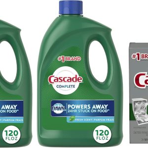 Cascade Detergente completo para lavavajillas en gel, aroma fresco, 120 onzas (paquete de 2) con limpiador de lavavajillas Cascade Platinum, paquete Cascade Detergente completo para lavavajillas en gel, aroma fresco, 120 onzas (paquete de 2) con limpiador de lavavajillas Cascade Platinum, paquete