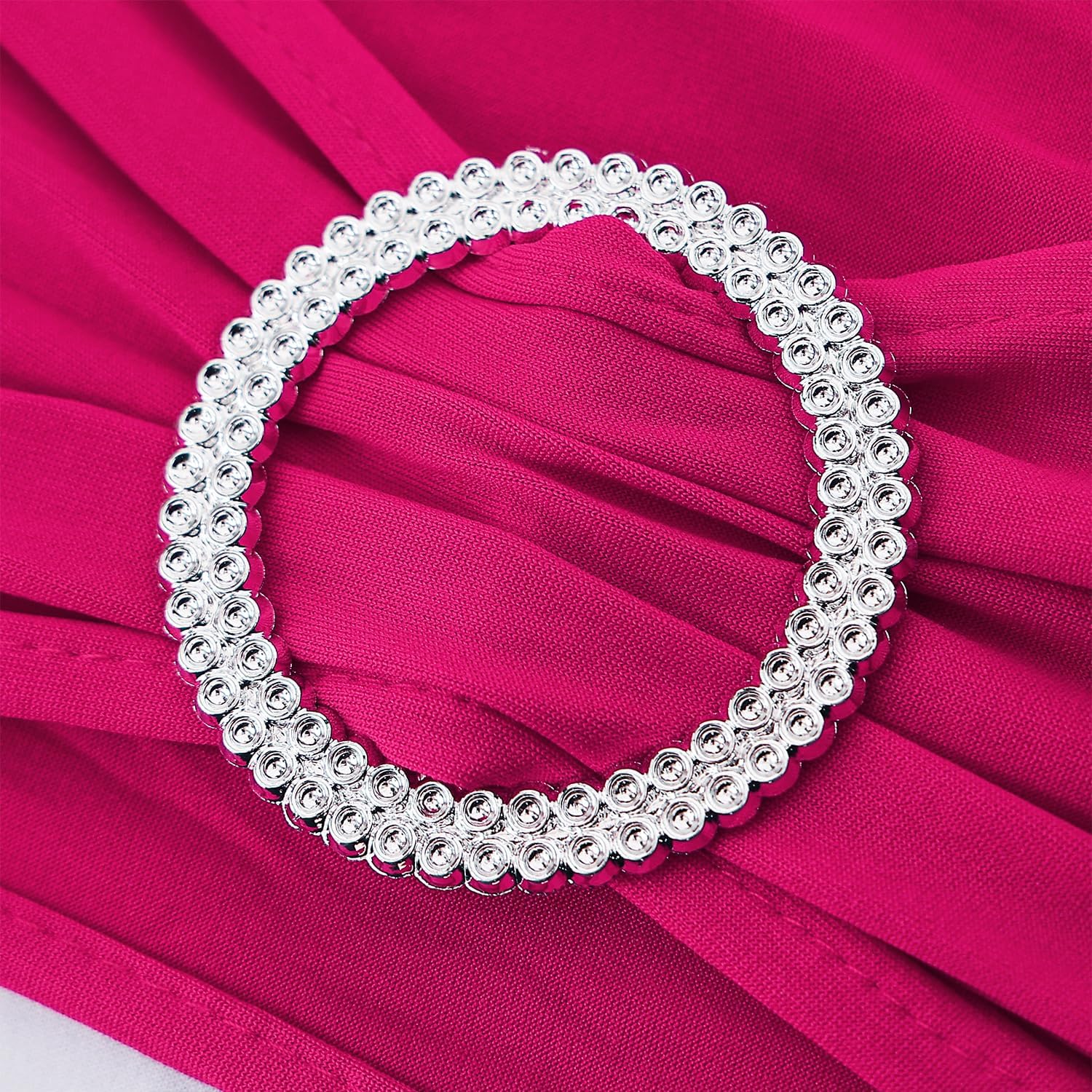 JKDMJF Bandas para sillas de color rosa intenso, 50 unidades, bandas elásticas de elastano con hebillas deslizantes, lazos elásticos universales