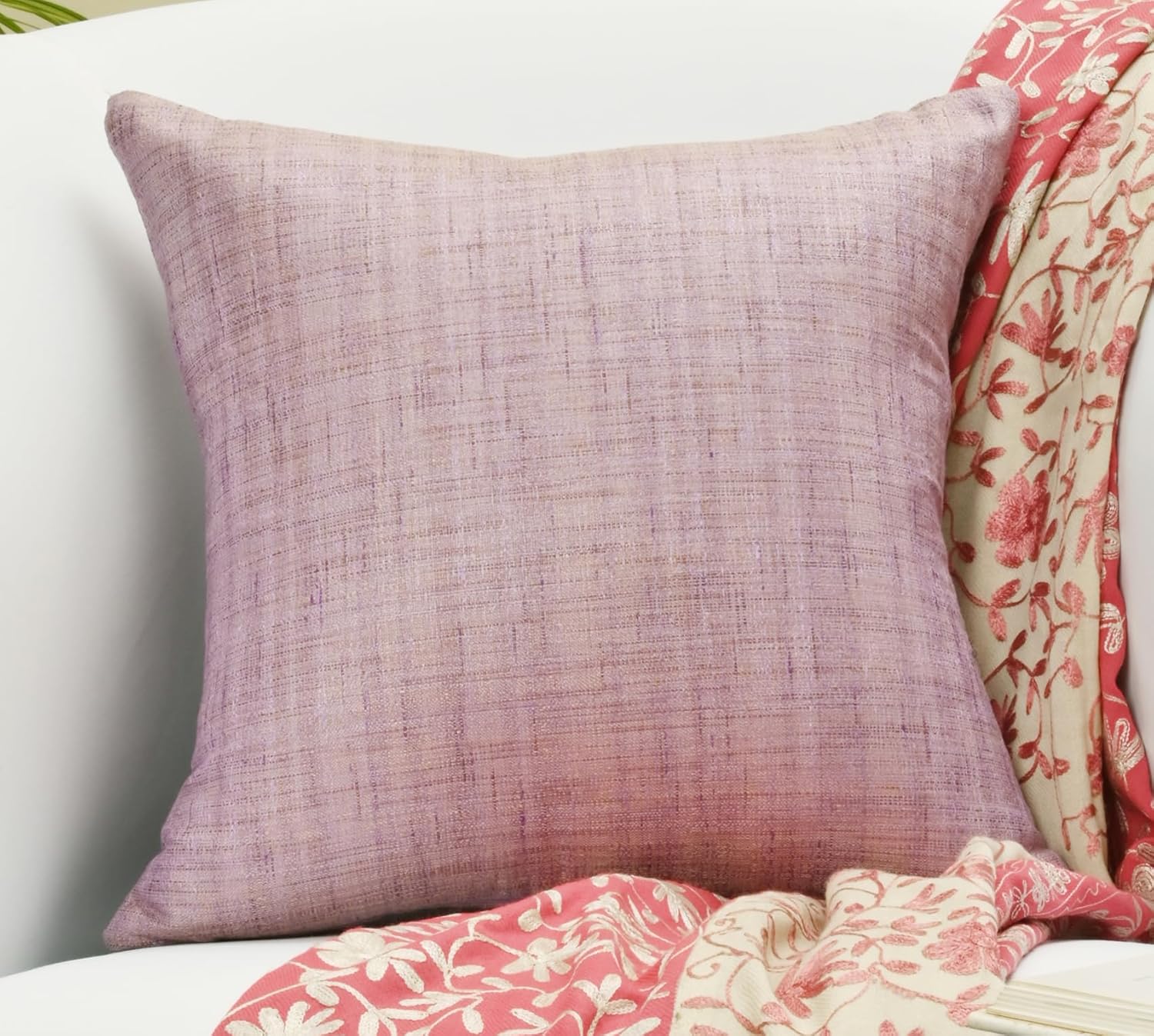SCARLETT LINENS Almohadas decorativas para sofá cama, almohadas decorativas de sala de estar, almohadas rústicas, fundas de almohada sólidas de seda