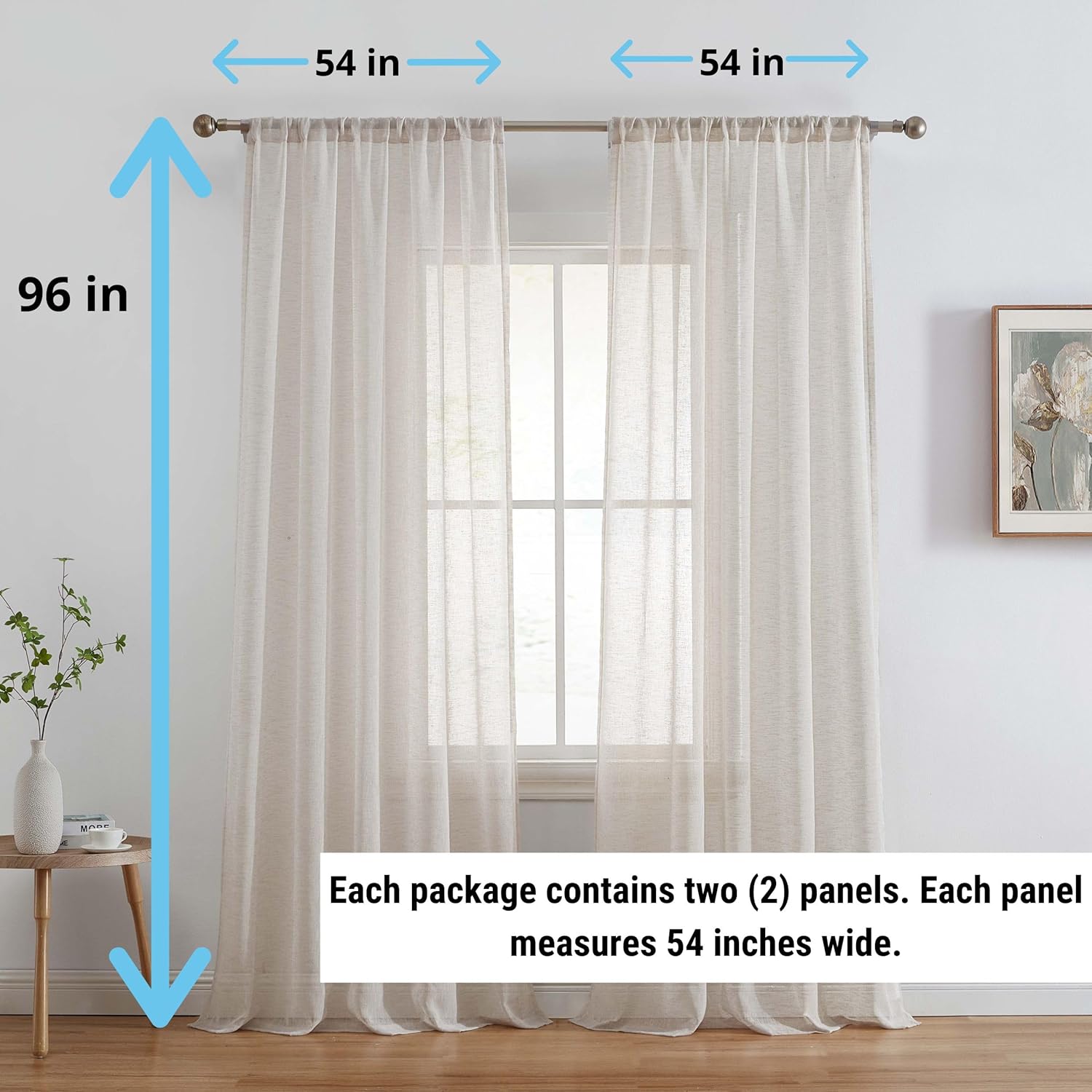 HLC.ME Penelope – Cortinas gruesas de lino sintético texturado semitransparentes, con filtro de luz solar y privacidad, con bolsillo para cortinero,
