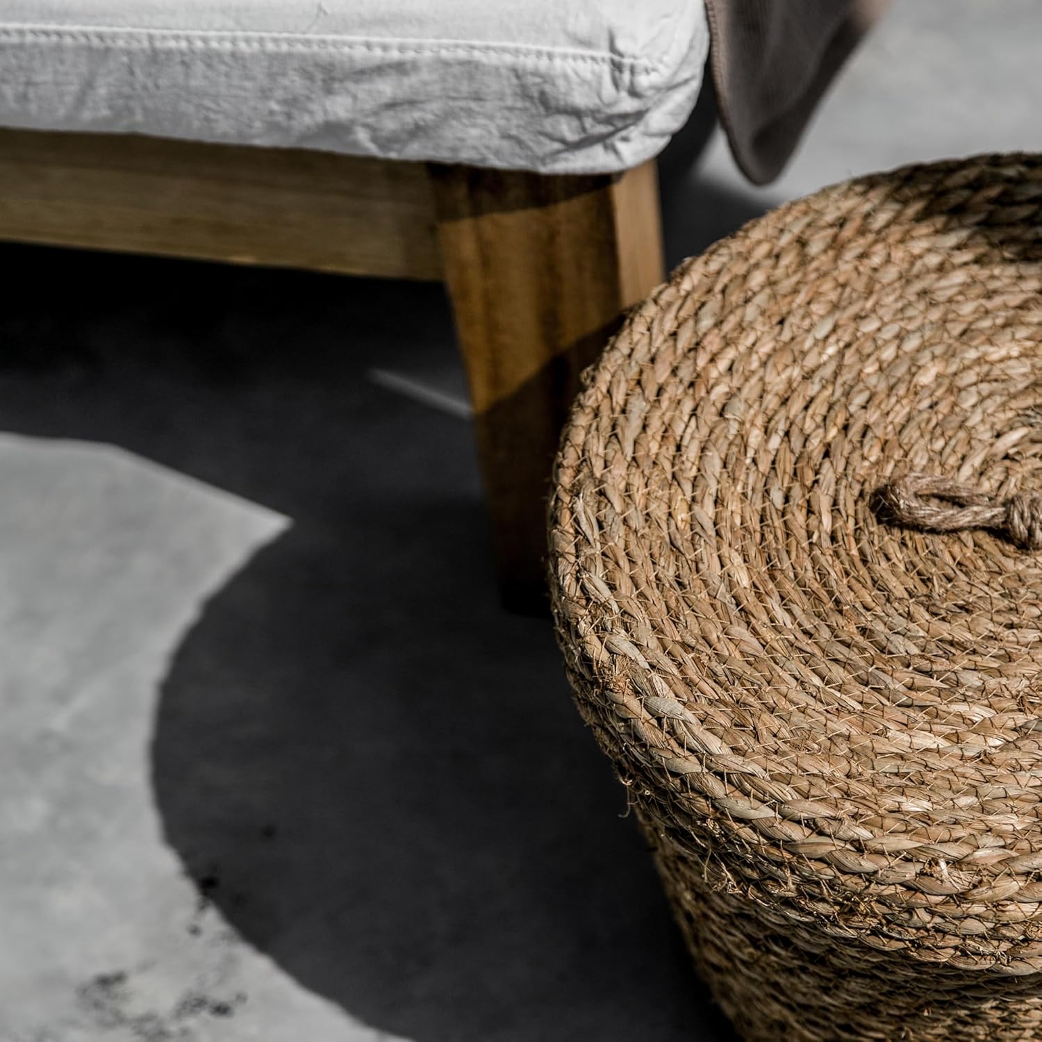 Cesta artesanal de algas marinas con tapa. Cestas decorativas para almacenamiento. Cesta de cuerda natural con tapa. Cestas tejidas de pastos