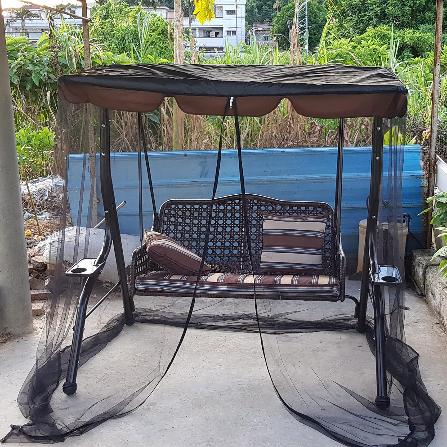 RESOYE Mosquitera para patio y jardín al aire libre, pantalla de malla de poliéster con apertura de cremallera y tienda de campaña de techo, casa de