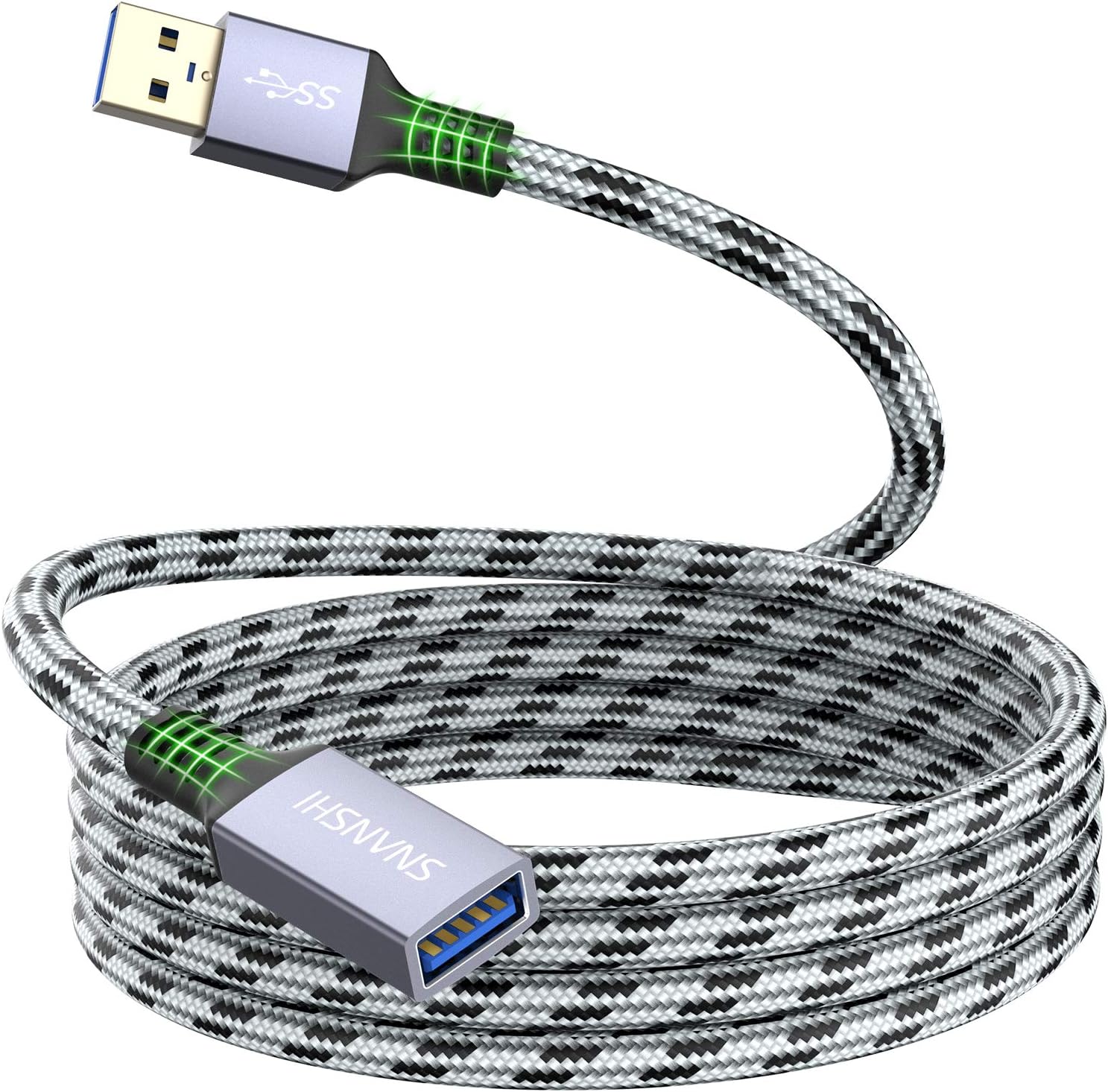 SNANSHI Cable de extensión USB de 3 pies, extensor USB de nailon trenzado, cable de extensión USB 3.0 para cámara web, impresora, mouse USB,