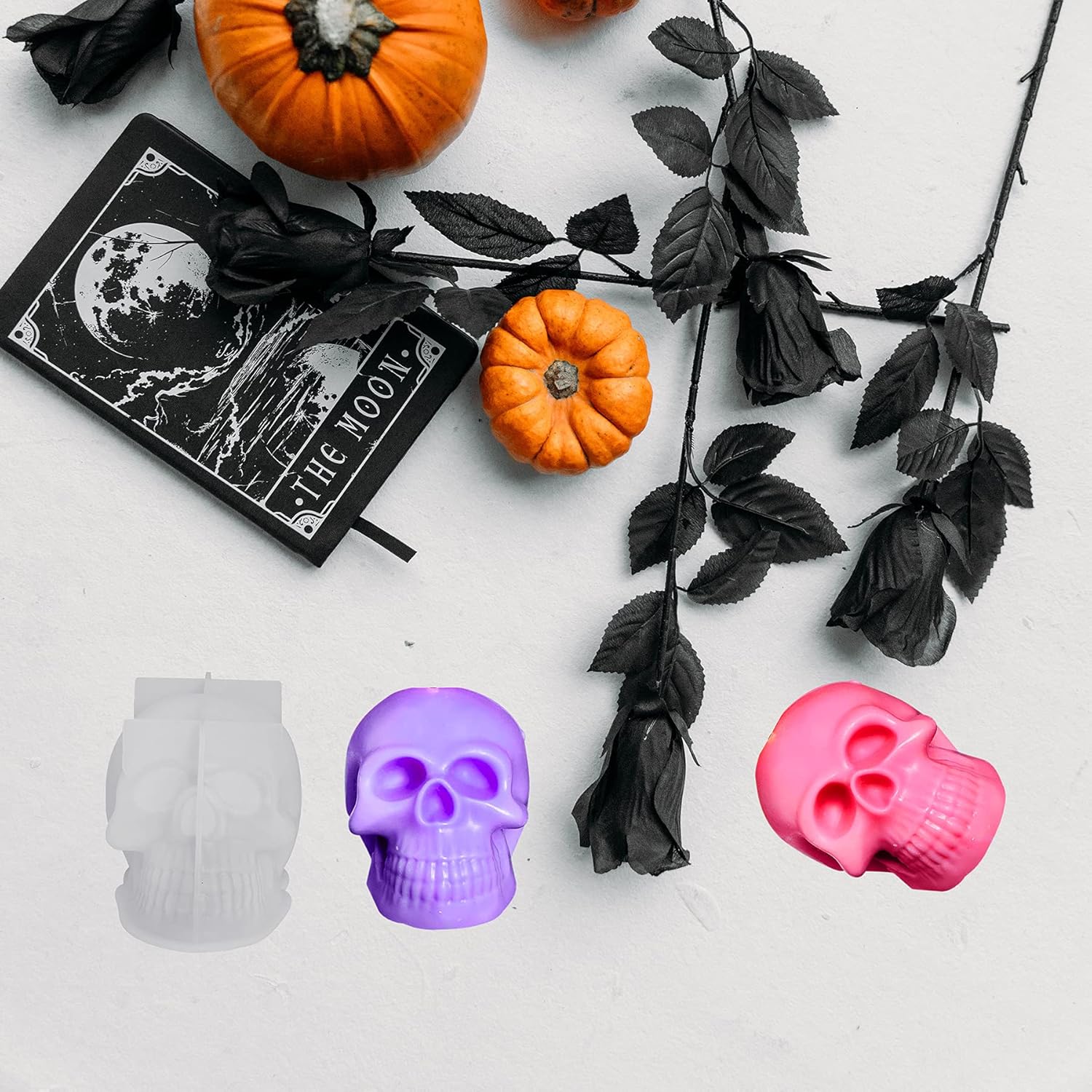 ONNPNN Molde de vela de calavera 3D, molde de silicona con forma de calavera, moldes de cera de yeso de aromaterapia de esqueleto, moldes de