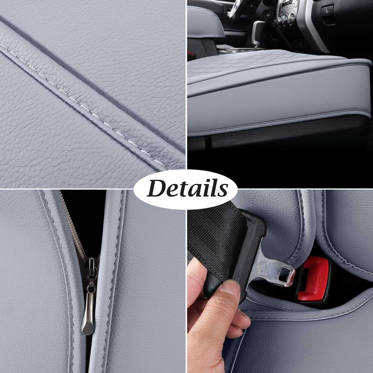 Coverado Fundas de asiento para Toyota Tundra, fundas de asiento de cuero compatibles con Toyota Tundra CrewCrewmaxExtendedDouble Cab 2007-2021,