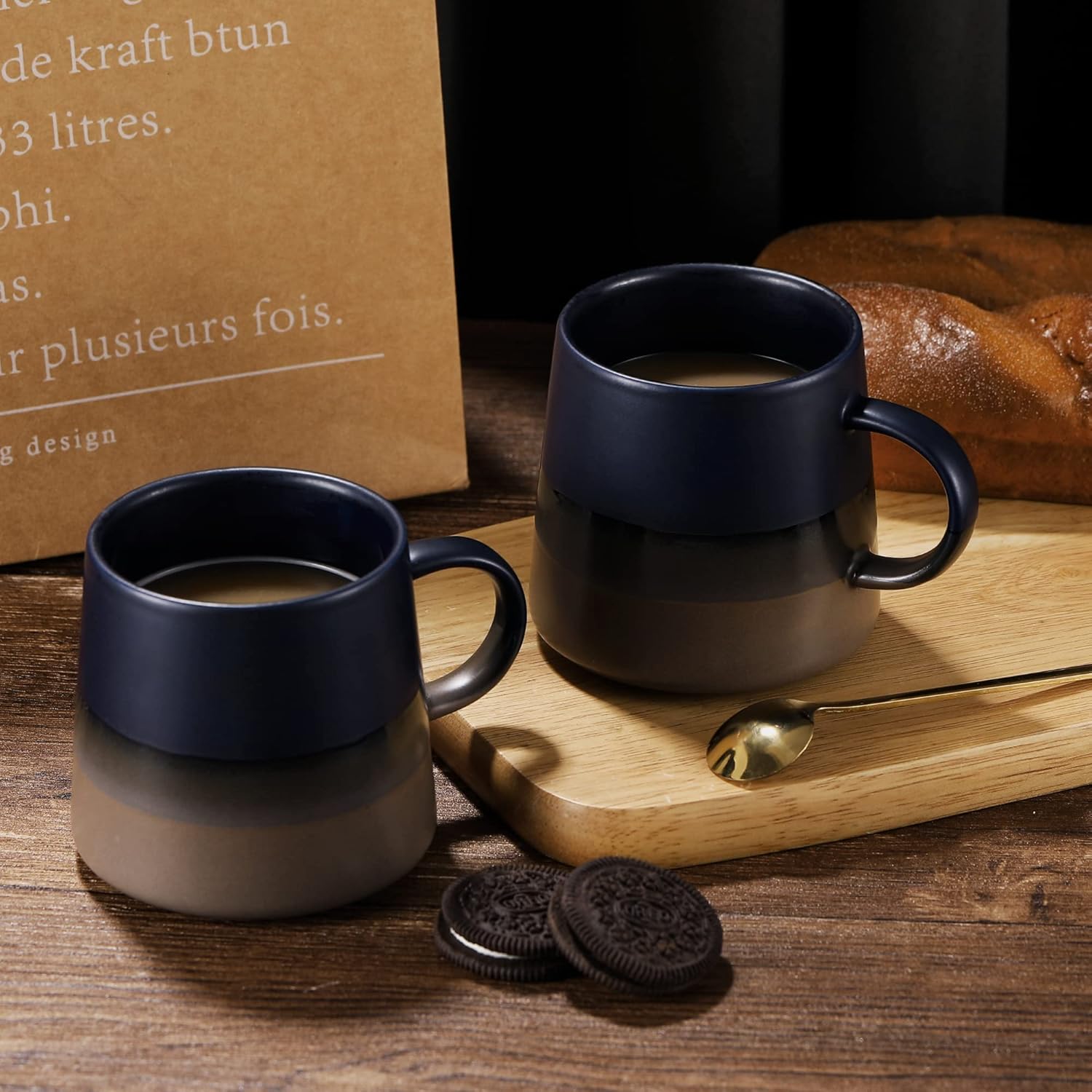 Java – Juego de 2 tazas de café, diseño elegante, perfectas para parejas, dignas de regalo, tazas de café de 12 onzas