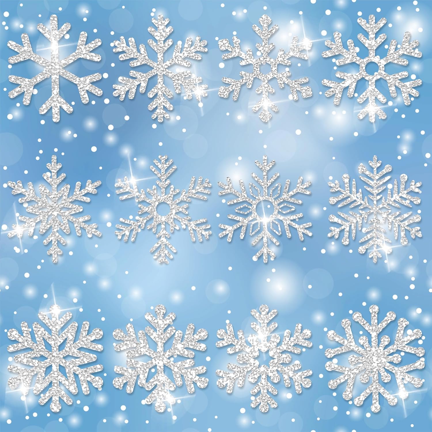 72 piezas de recortes de copo de nieve de invierno con purpurina de papel de copo de nieve para decoración de tablón de anuncios, decoración de