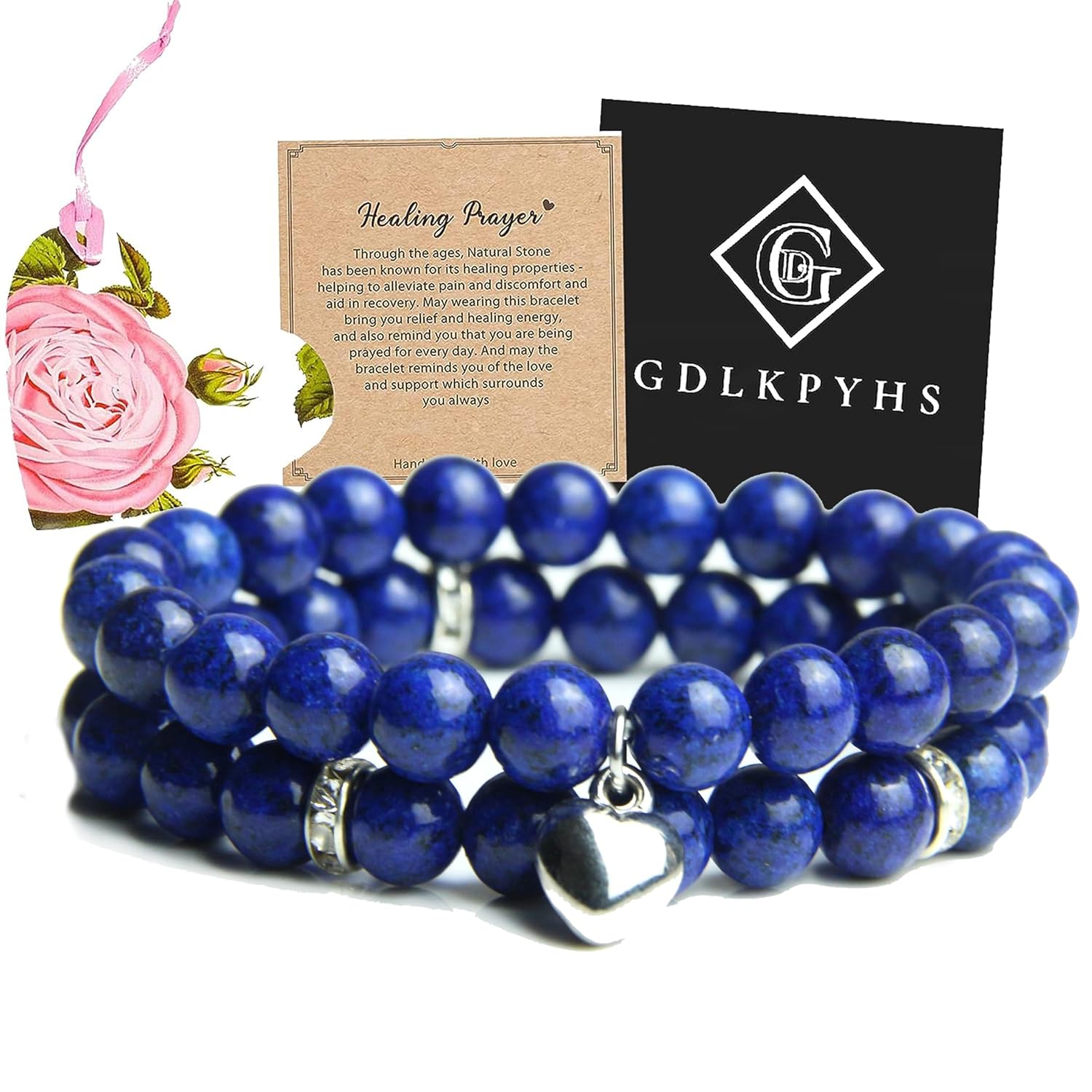 Healing Bracelets for Women – Lapis Lazuli Bracelet – Healing Prayers Crystal Bracelet, 8mm Natural Stone Anti Anxiety Stress Relief Yoga Beads Get