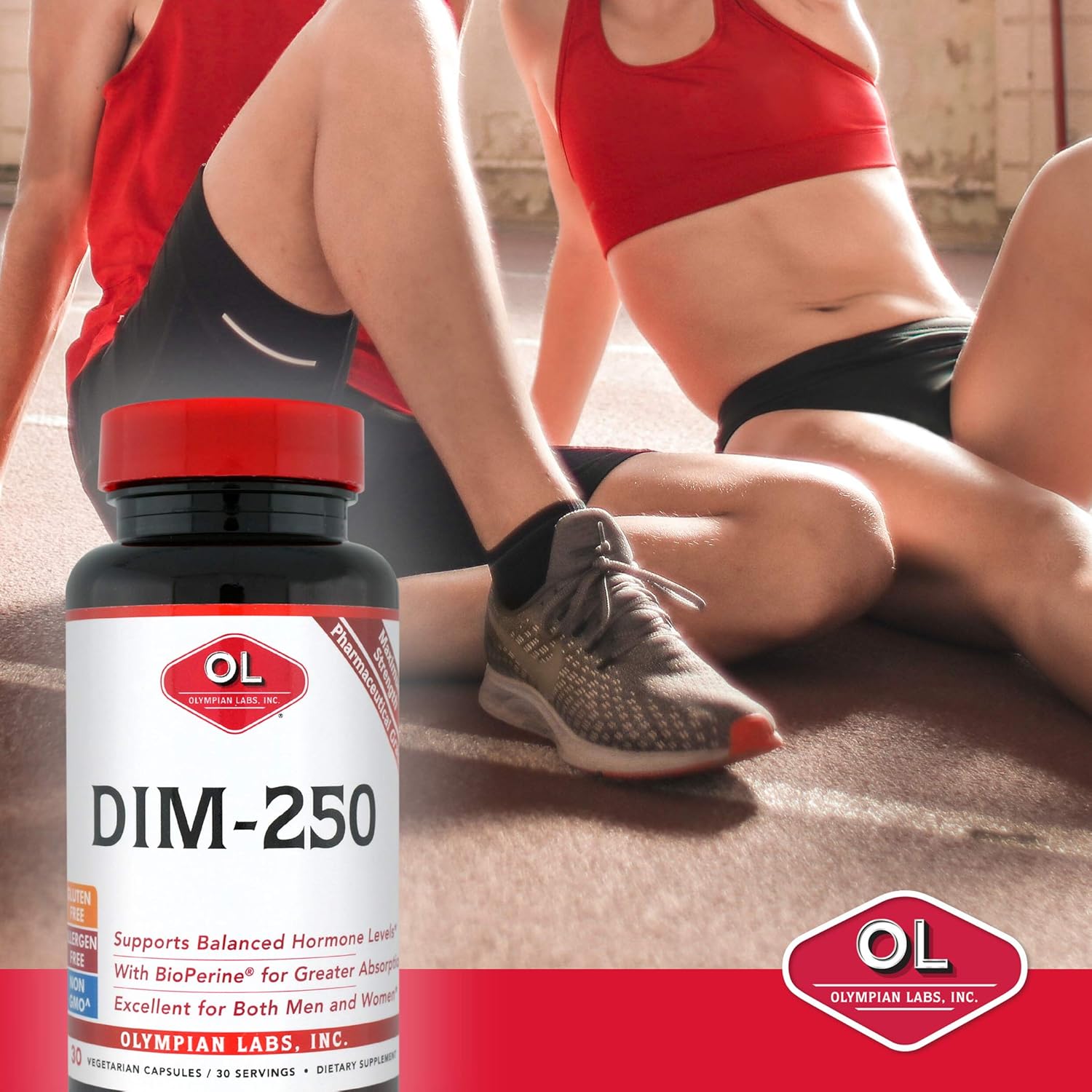 Olympian Labs DIM Suplemento 250mg – DIM Diindolylmetano Plus BioPerine 30 Cápsulas Suministro de DIM para equilibrio de estrógenos, alivio de la