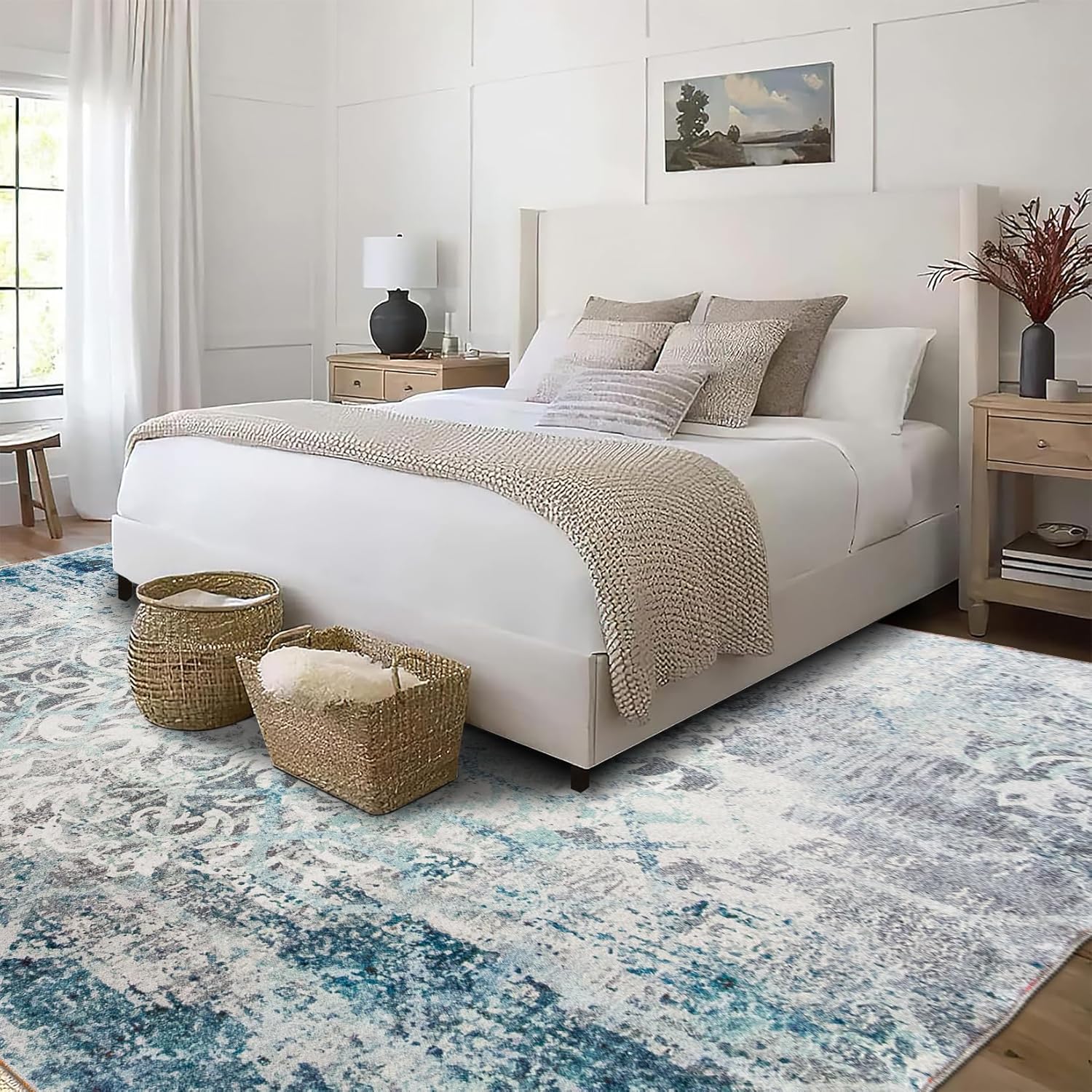 ReaLife – Alfombra lavable a máquina, para sala, dormitorio, baño, cocina, entrada u oficina, antideslizante, de pelo bajo, antimanchas, estilo