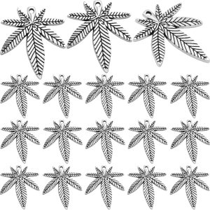 50 dijes de hoja de arce de marihuana de plata antigua, maceta médica, hojas de árbol de cannabis, colgantes para manualidades, aretes, collares, 50 dijes de hoja de arce de marihuana de plata antigua, maceta médica, hojas de árbol de cannabis, colgantes para manualidades, aretes, collares,