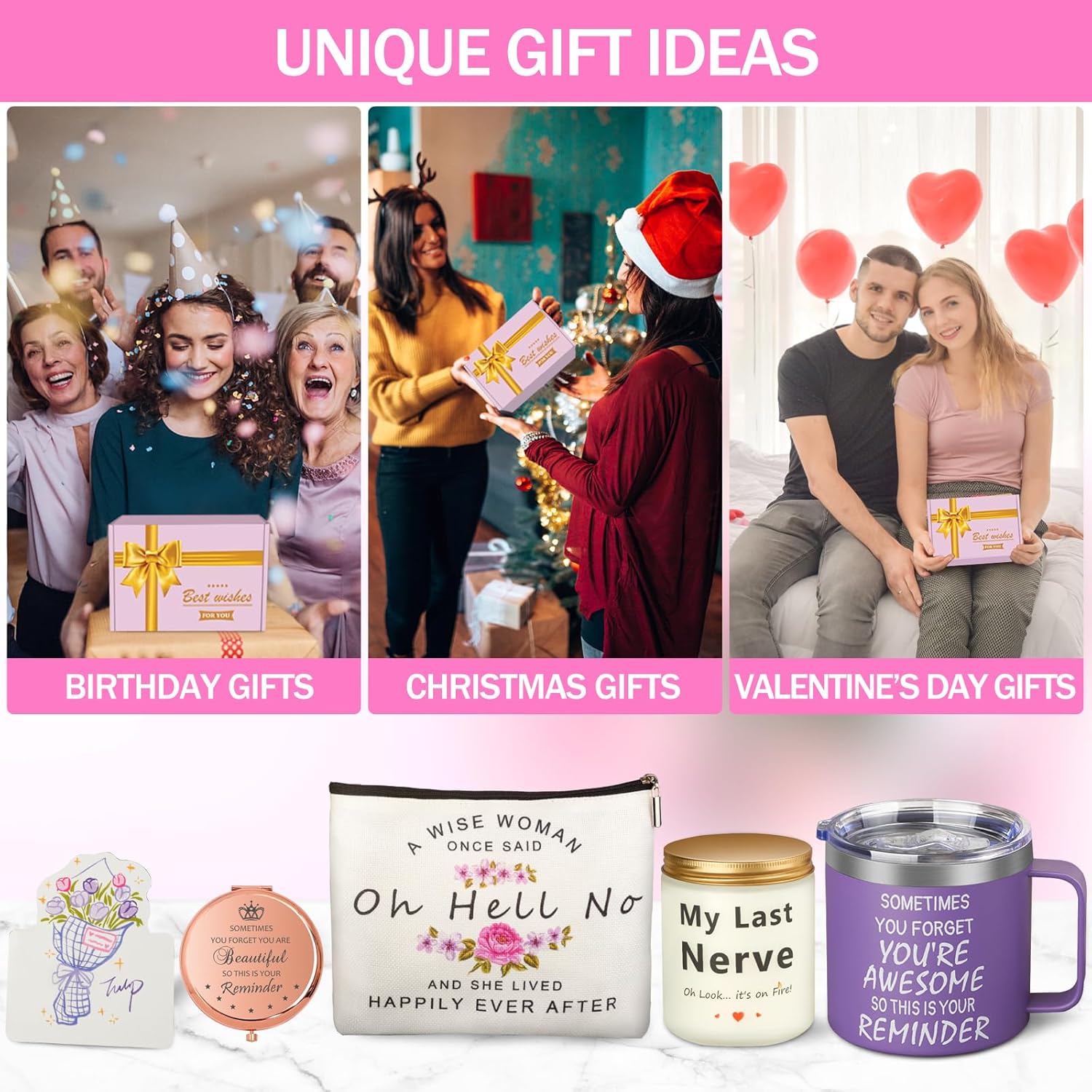 Regalos para mujeres, regalos de cumpleaños para mujeres, regalos divertidos de Navidad para mejores amigas, hermana, mamá, esposa, novia, compañera