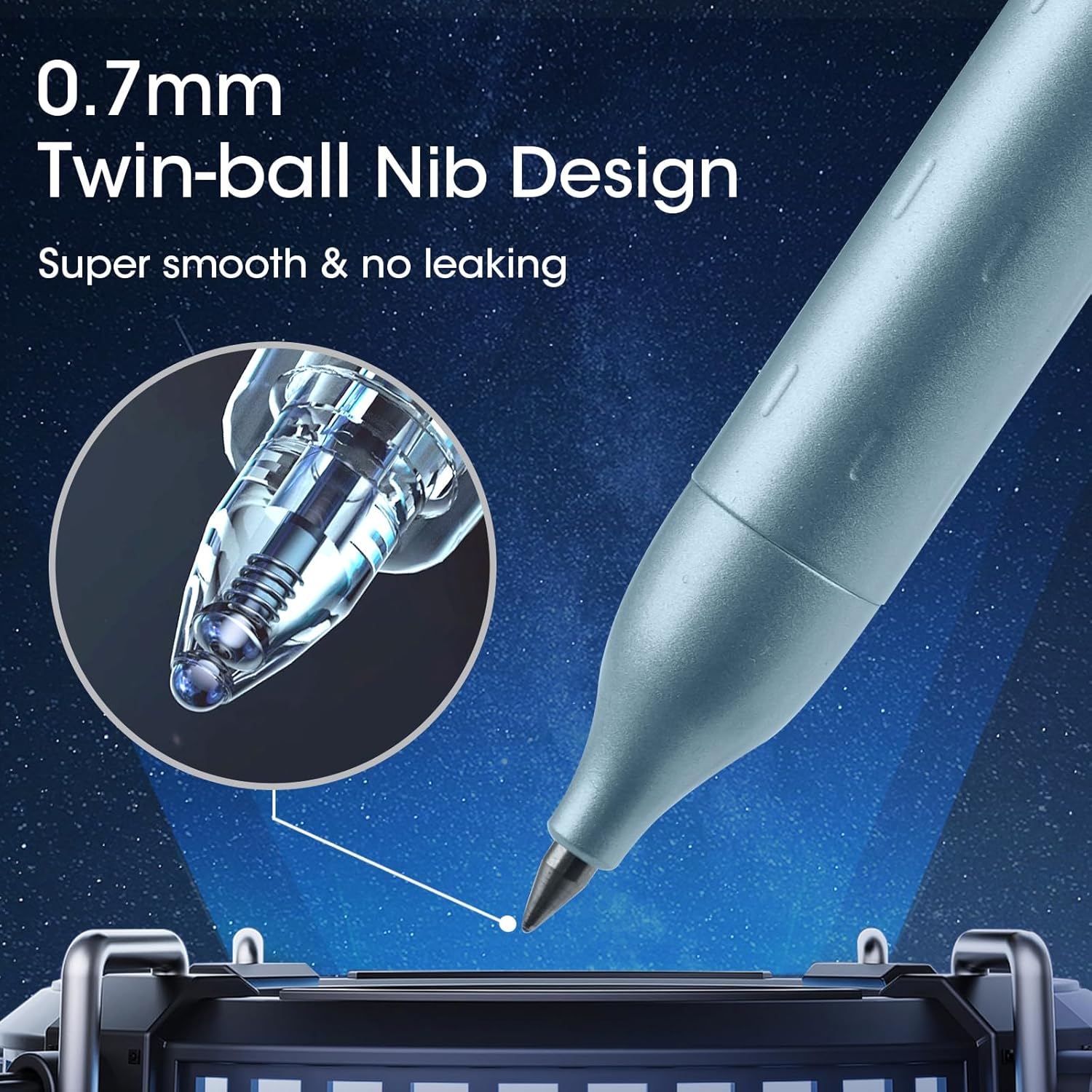 WRITECH Bolígrafos de gel de punta fina barril de metal premium retráctil de 0.028 in, bolígrafo de tinta negra, 2 unidades con 2 recargas, sin