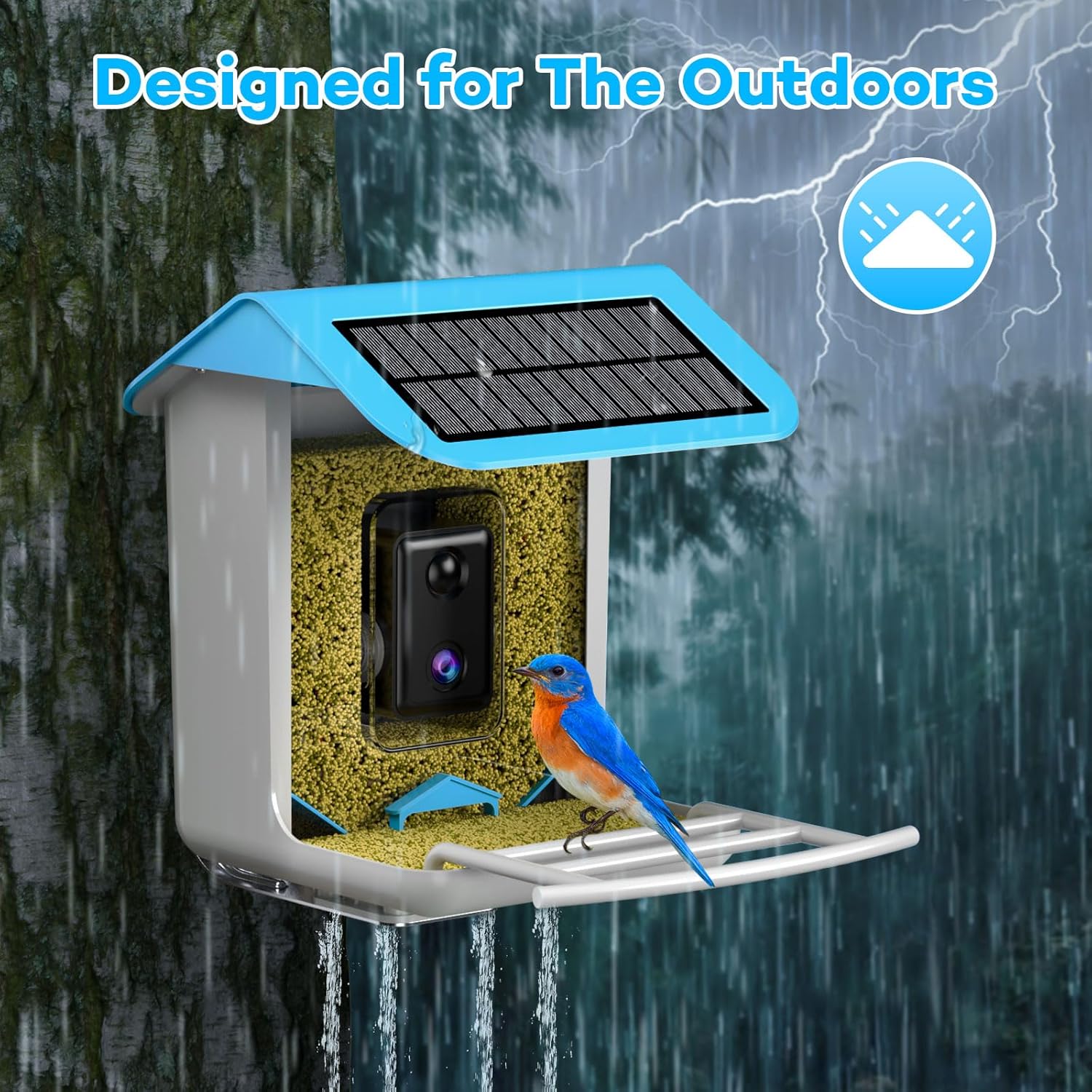 Comedero para pájaros con cámara, alimentador inteligente para pájaros con cámara, cámara de comedero de pájaros captura automática de pájaros y