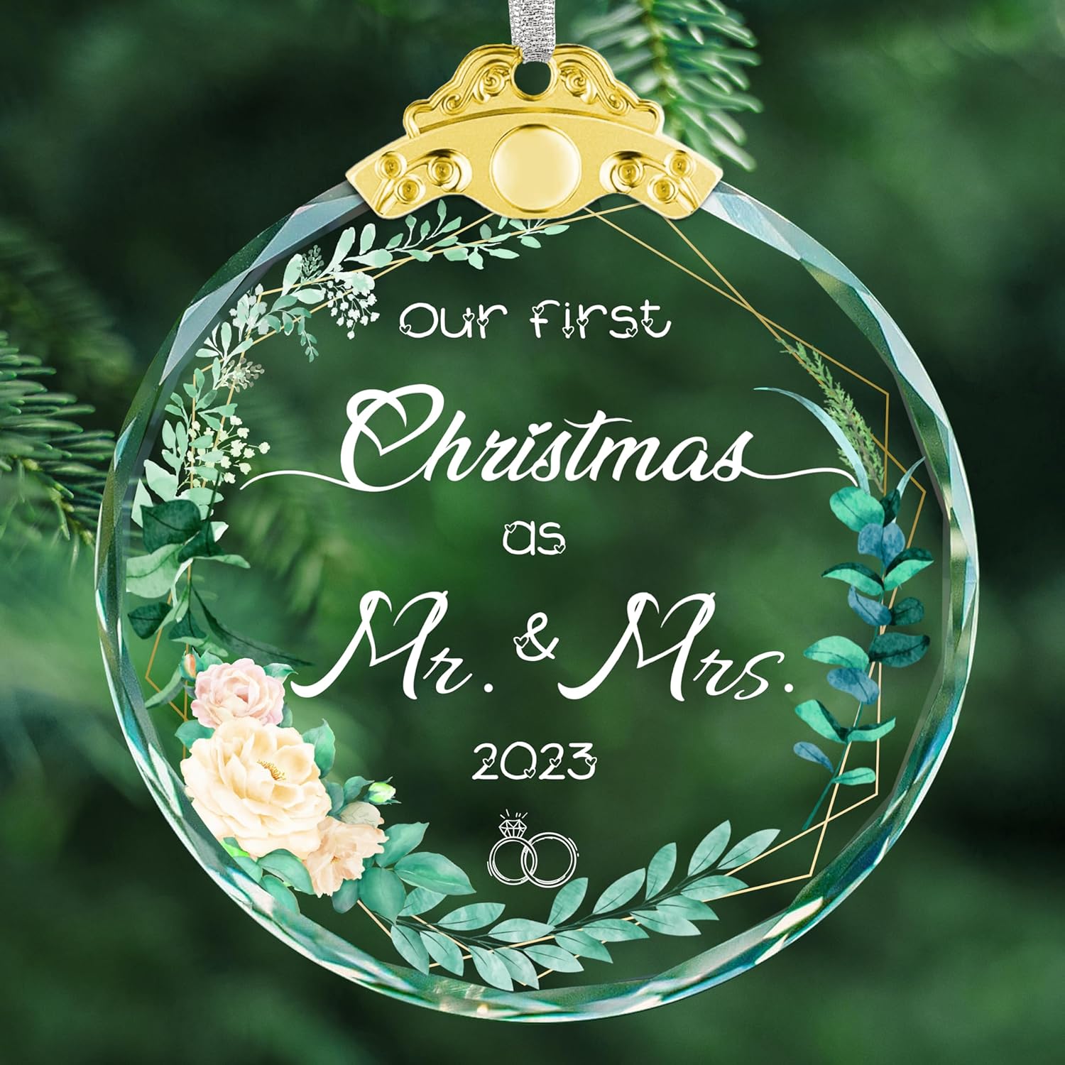 Adorno de matrimonio de cristal para parejas, regalos de boda de cristal para parejas, regalos de despedida de soltera, decoración de árbol de