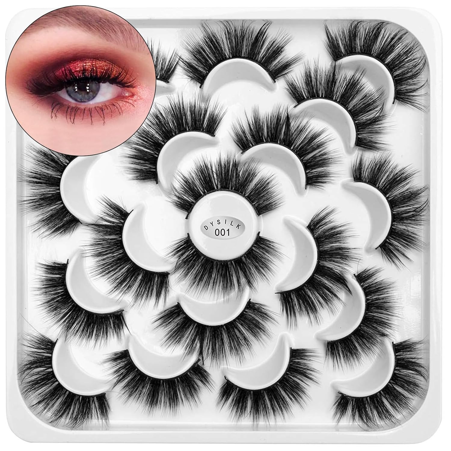 DYSILK – 10 pares de pestañas de visón 6D, pestañas postizas dramáticas de volumen grueso pestañas postizas naturales suaves extensión maquillaje