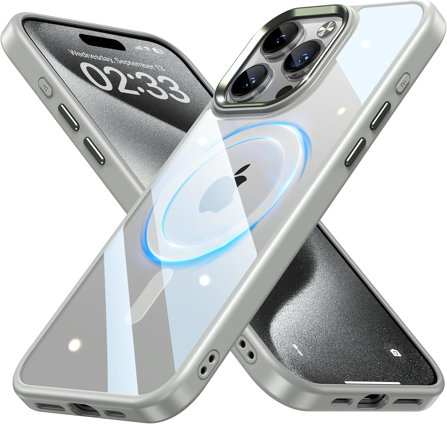 JUESHITUO Funda magnética para iPhone 15 Pro imanes N56 superfuertes Protección contra caídas de grado militar Precioso marco de lente metálico con