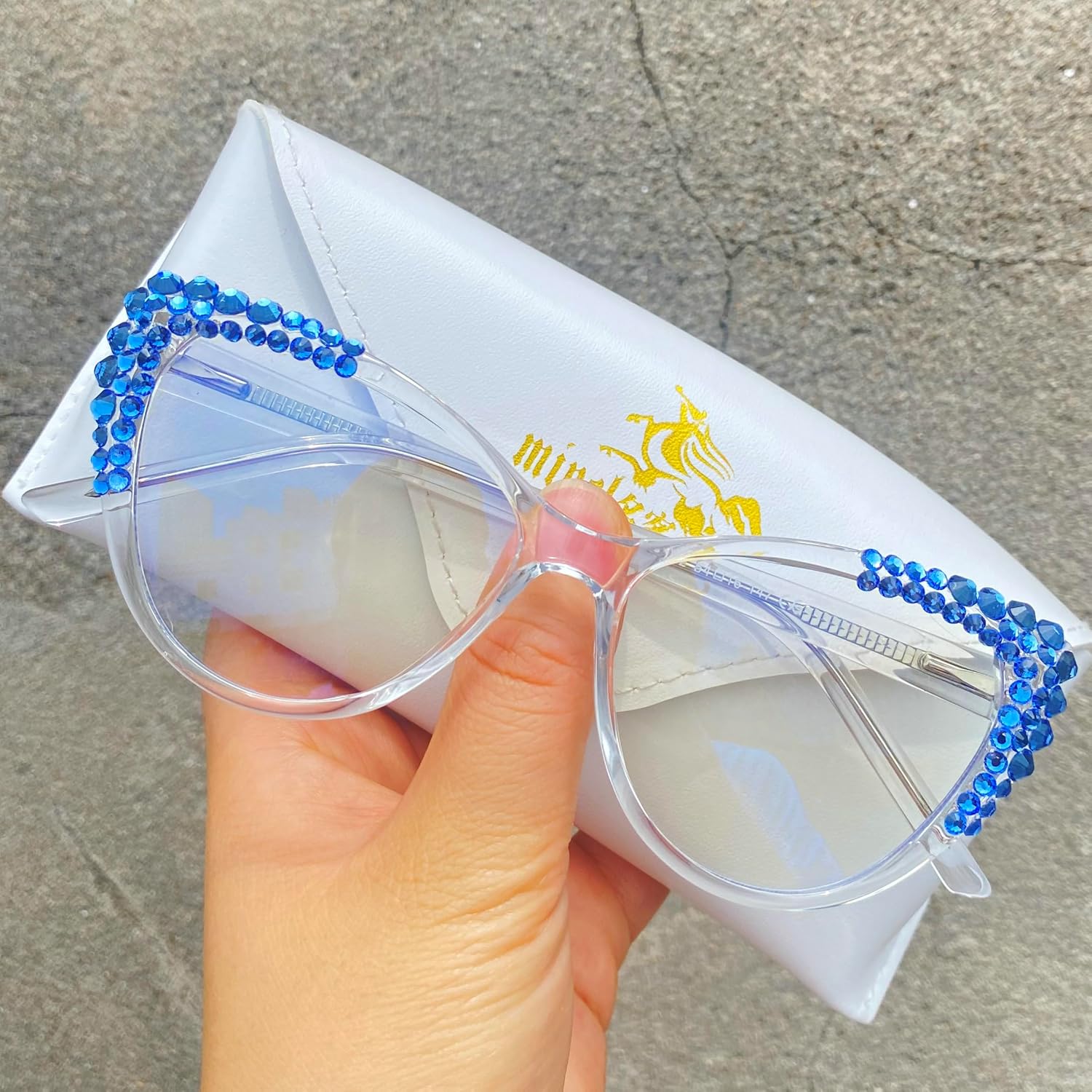 mincl Gafas de lectura bifocales con montura de cristal brillante con diamantes de imitación para mujer, lentes de sol fotocromáticos de transición