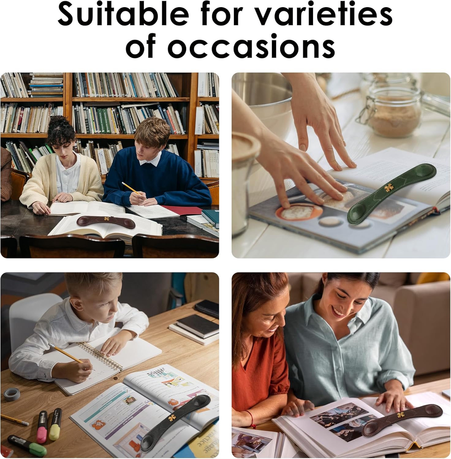 Soporte para páginas de peso para libros, de cuero auténtico, para hombres, mujeres, niños, marcadores ponderados para libros de cocina, regalo para