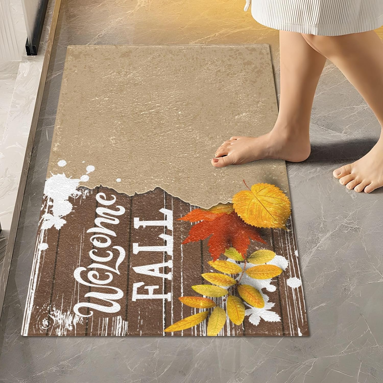 Bathroom Rugs Sets 2 Piece 24×16+24×20 Inch,Soft U-Shaped Contour Toilet Rug Welcome Fall Non-Slip Absorbent Bath Floor Mat Carpet Set Water