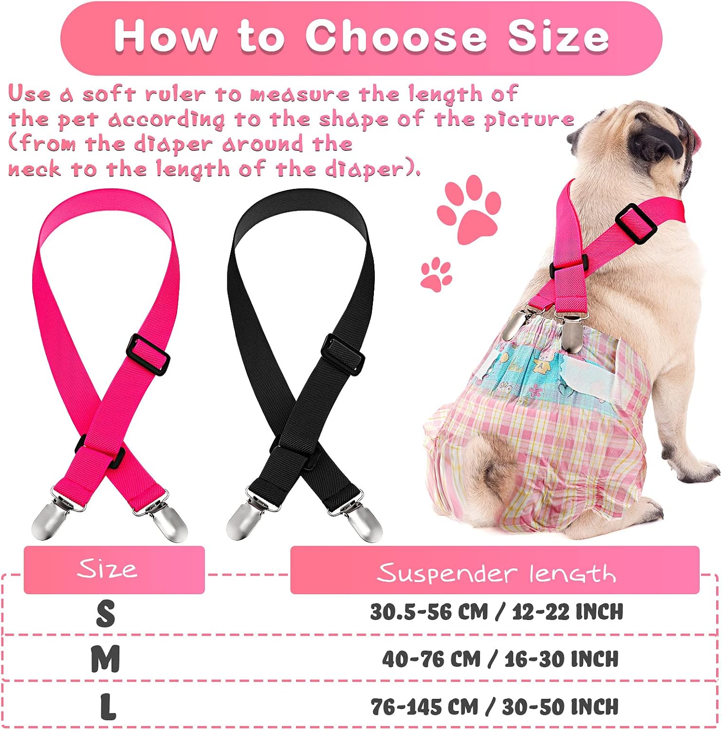 Nuanchu 2 piezas de tirantes de pañales para perro, macho, hembra, bandas para el vientre, arnés canino, vestido duradero, correa de pañal, para