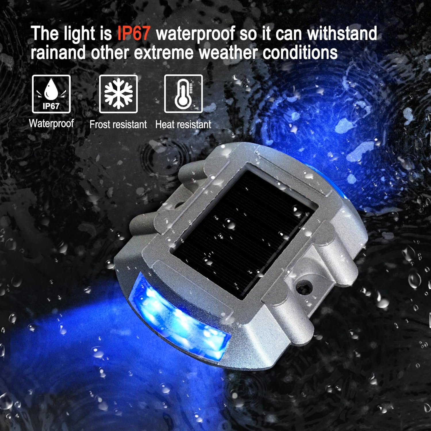 Paquete de 4 luces solares para cubierta, luces LED solares para exteriores, impermeables, luces de advertencia para entrada, acera, camino, patio,