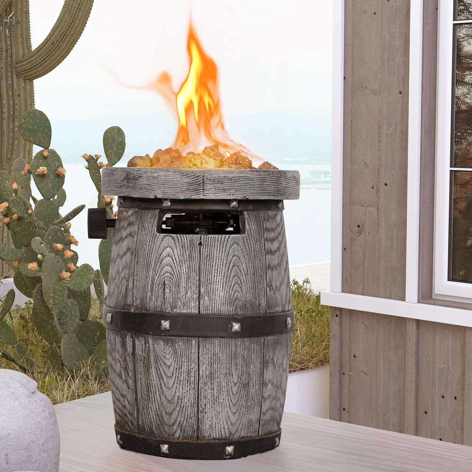 Chimenea portátil de mesa de gas propano, cuenco de fuego sin humo para exteriores, 10 pulgadas, 10,000 BTU con certificación CSA para campamento,