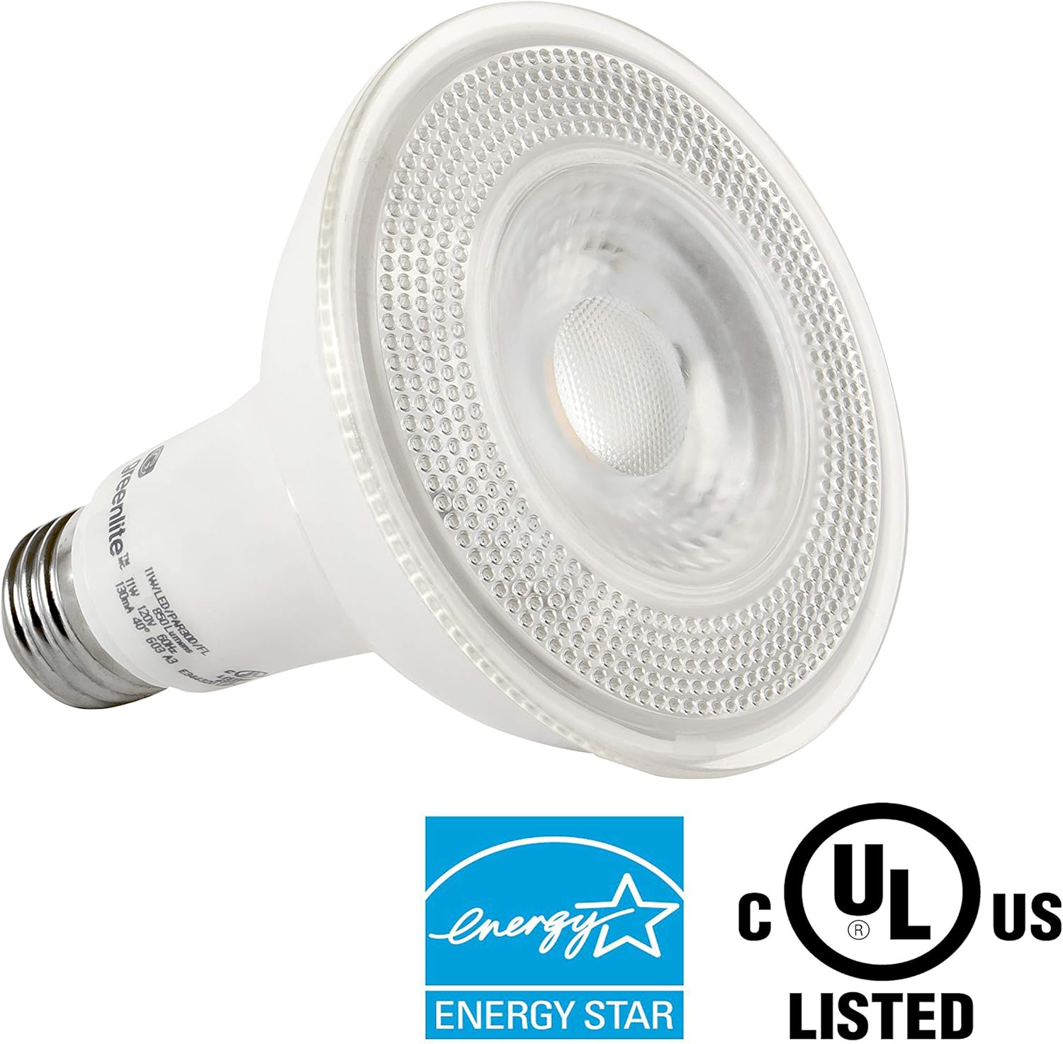 Greenlite Bombilla LED PAR30 de cuello largo regulable, 11 W (equivalente a 75 W), 850 lúmenes, luz diurna de 5000 K, interior y exterior,