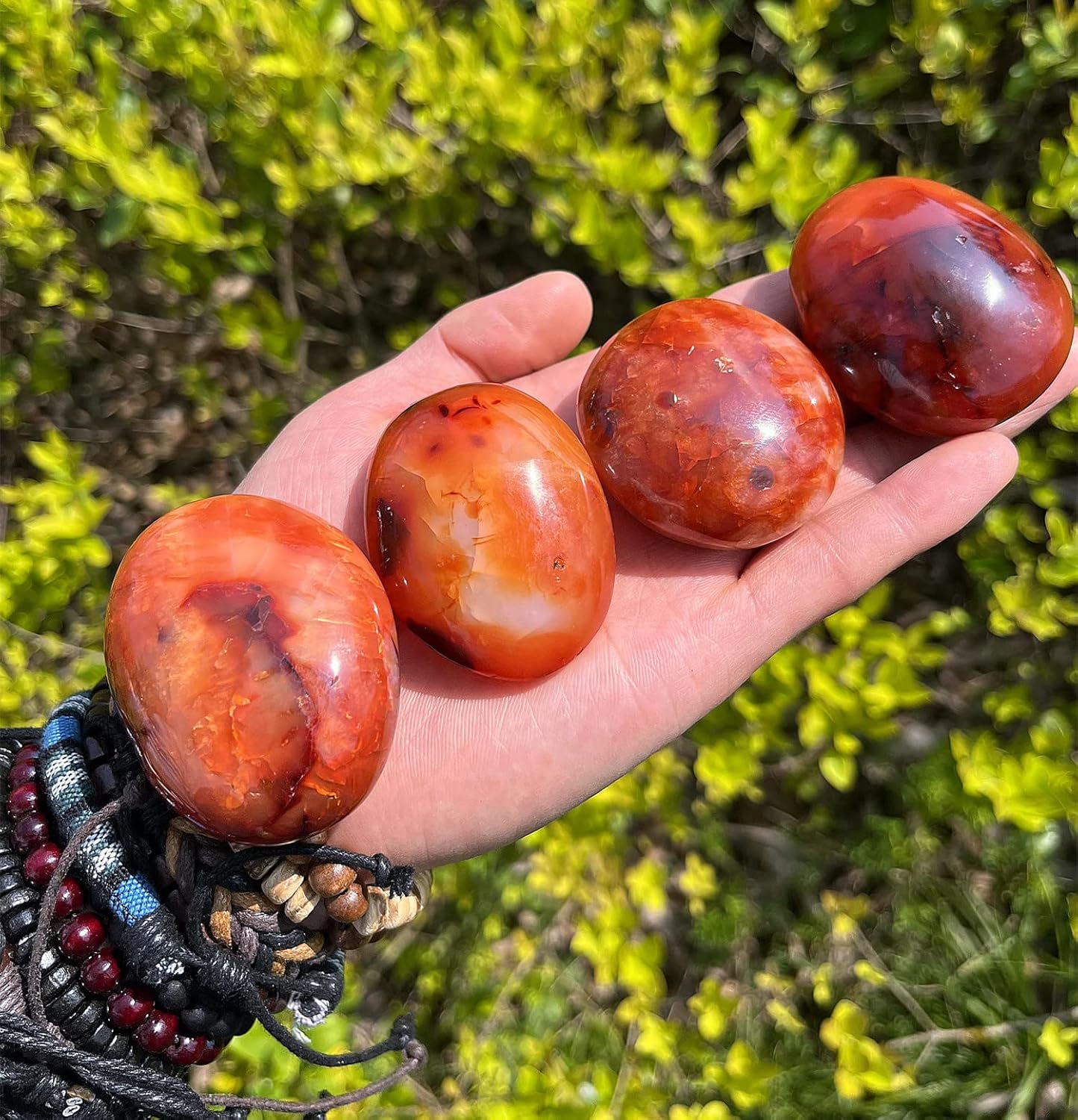 Zenkeeper Piedra de palma grande, piedra de preocupación natural, piedra de bolsillo pulida para curación de cristales, alivio del estrés y la