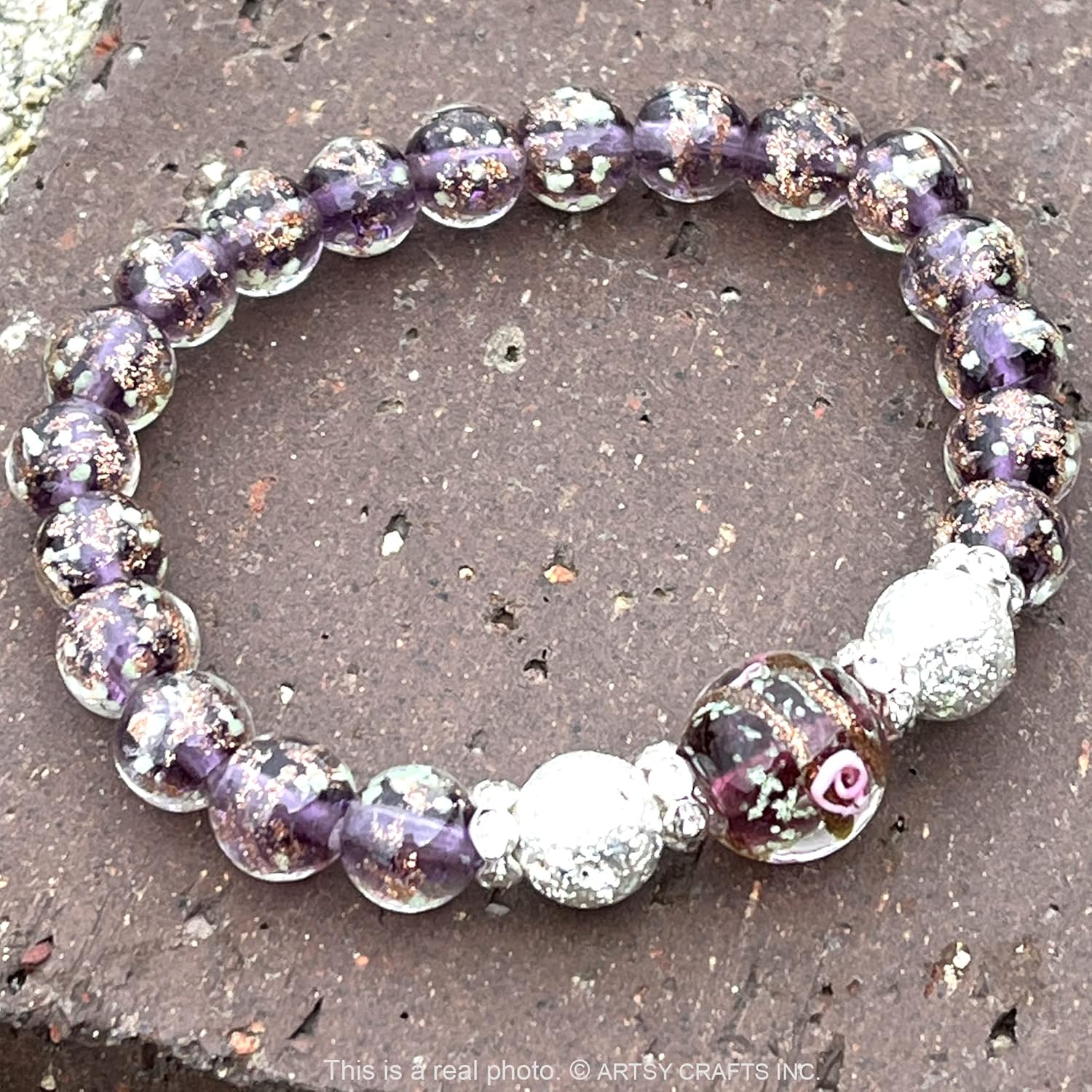 ARTSY Crafts Glow in the Dark Firefly Beads Bracelet for Women, Luminous Glass Beads Healing Crystal Glowing Beaded Bracelets, Mermaid Bracelet,