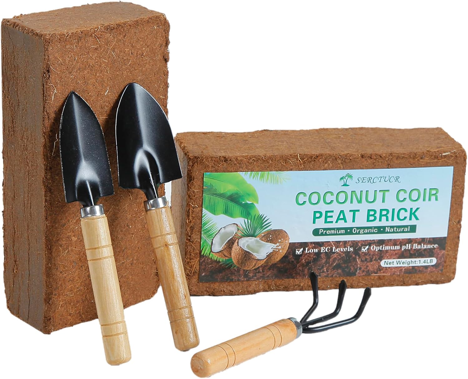 SERCTUCR Ladrillo de fibra de coco comprimido 100% orgánico premium con bajo equilibrio de EC y pH adecuado para plantas y hierbas hortícolas (5)
