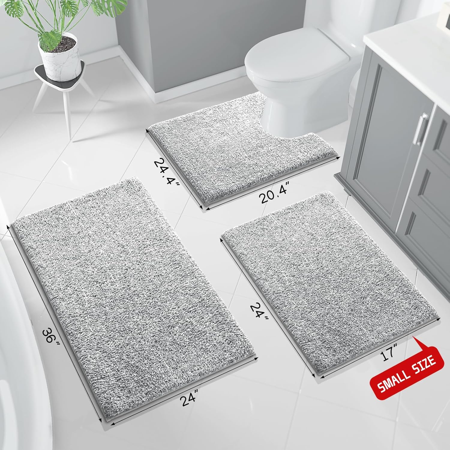 Yimobra Alfombras de baño, extra suaves y cómodas, antideslizantes, absorbentes de agua y gruesas, lavables a máquina, alfombras peludas para ducha