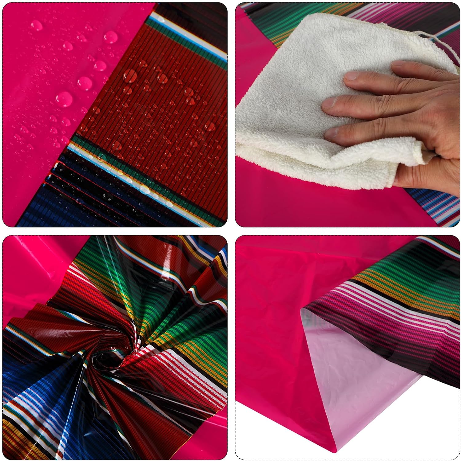 Oudain Mantel redondo mexicano de 84 pulgadas, mantel de serape a rayas mexicanas, impermeable, para fiesta de cinco de mayo, carnaval, fiesta,