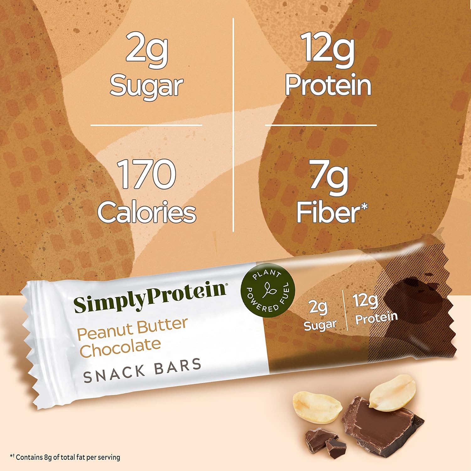 SimplyProtein Barras de proteína veganas  Barra a base de plantas de chocolate con mantequilla de maní, 0.42oz de proteína, 0.07oz de azúcar, sin