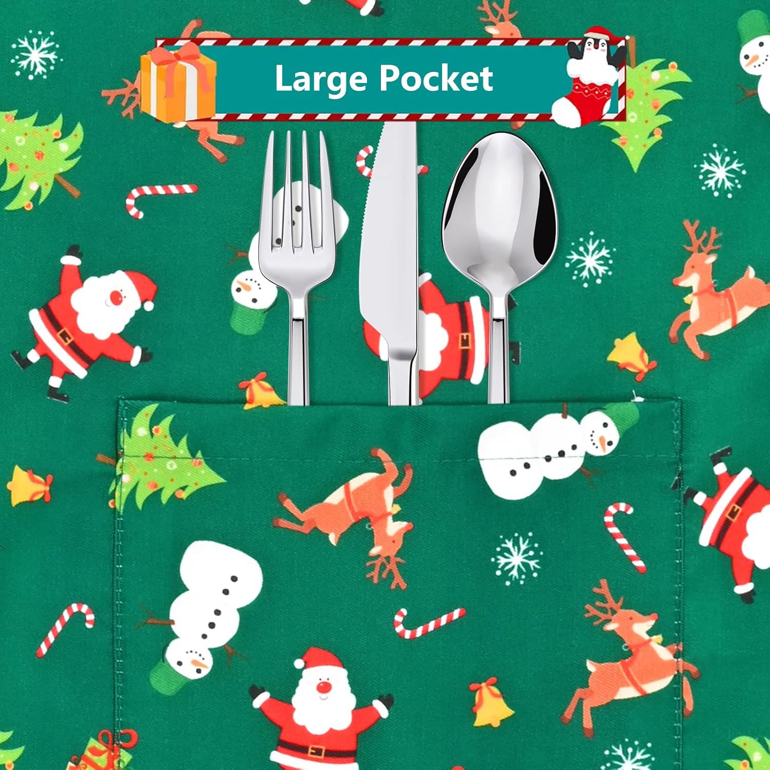 ASPMIZ Delantal de cocina de Papá Noel verde con correa ajustable para el cuello, delantal impermeable de muñeco de nieve de invierno para niños