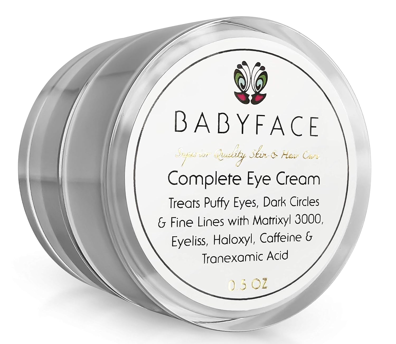 Babyface Crema completa de ojos para ojeras, arrugas, bolsas y reducción de ojos hinchados ilumina y suaviza debajo de los ojos con cafeína,