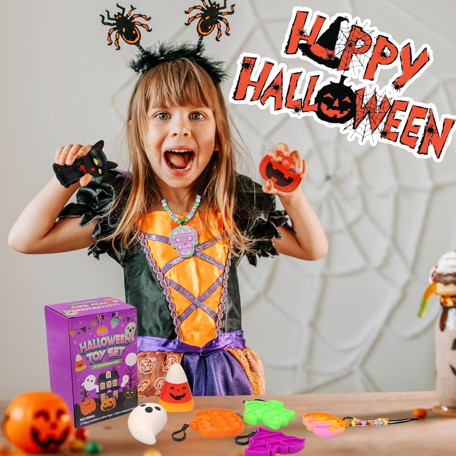 Juguetes para ansiedad de Halloween, juegos de juguetes sensoriales para niños, alivio del estrés de Halloween, juguetes blandos de levantamiento