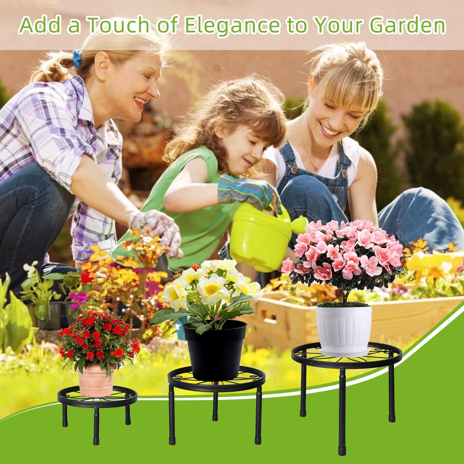 Soportes de metal para macetas, soportes resistentes para múltiples plantas, estante de hierro para macetas, estantes de decoración para interiores