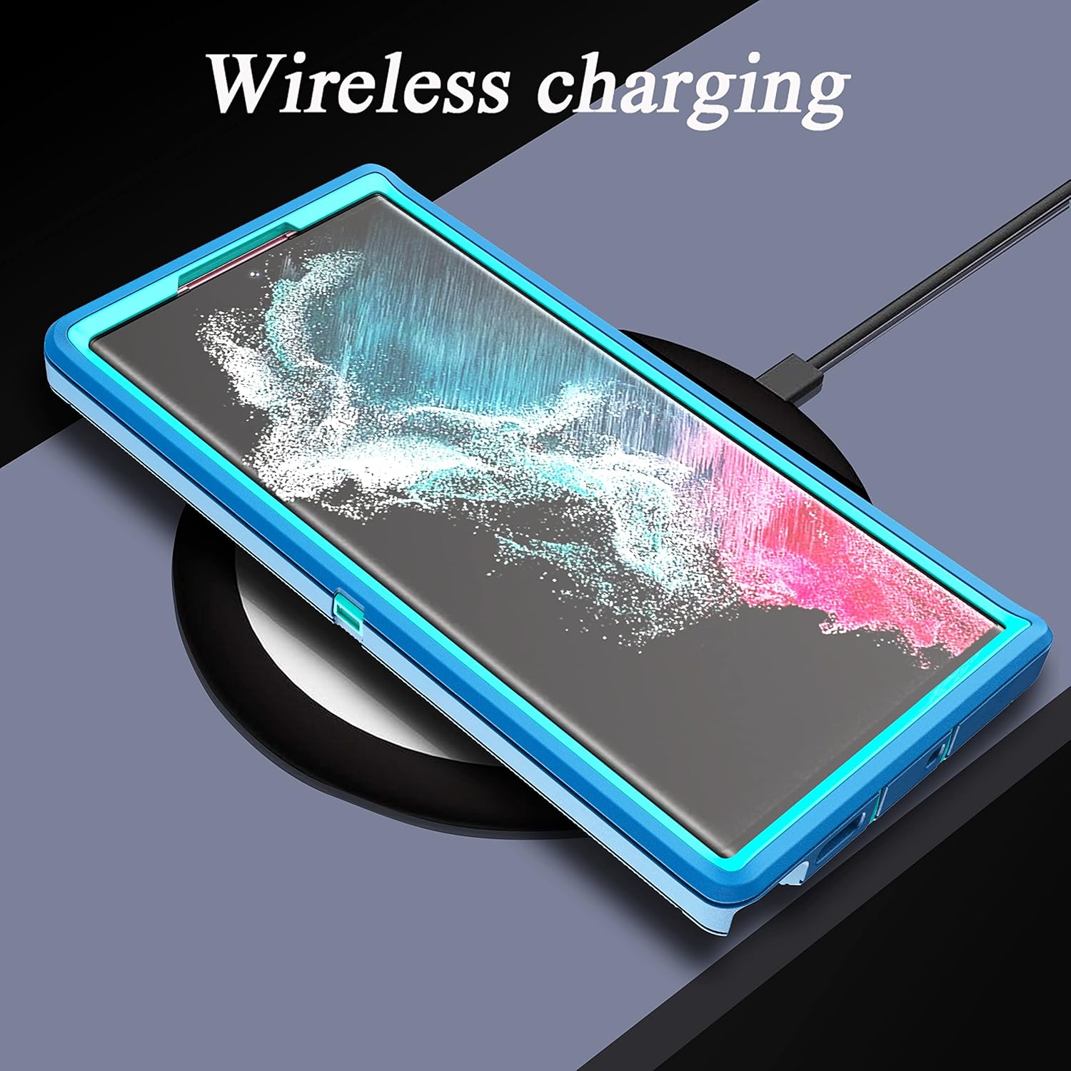 YmhxcY Funda para Galaxy S22 Ultra con película de TPU flexible autorreparable (paquete de 2) y película protectora de lente 2 paquetes, funda de