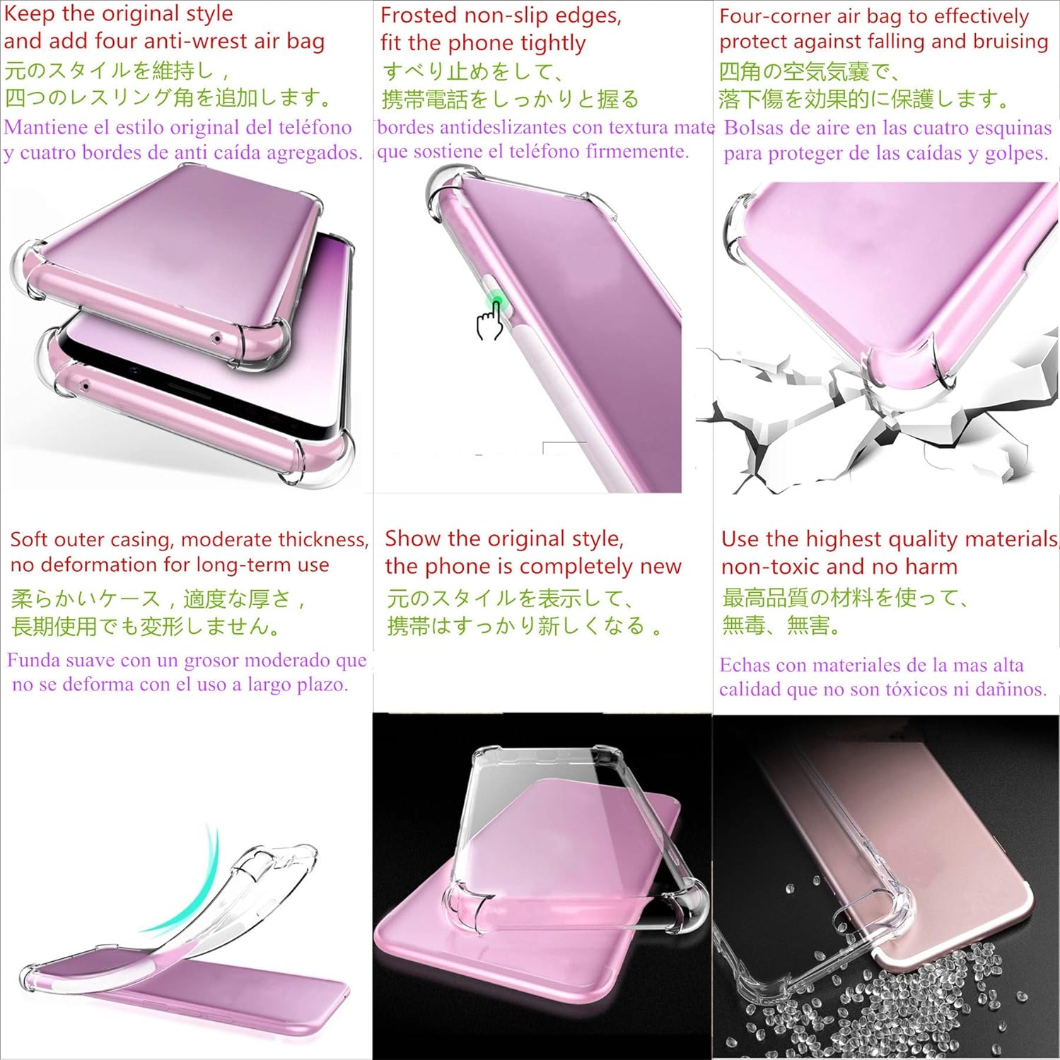 Caso para negro tiburón 5 pro claro TPU cuatro esquinas cubierta protectora transparente suave funda
