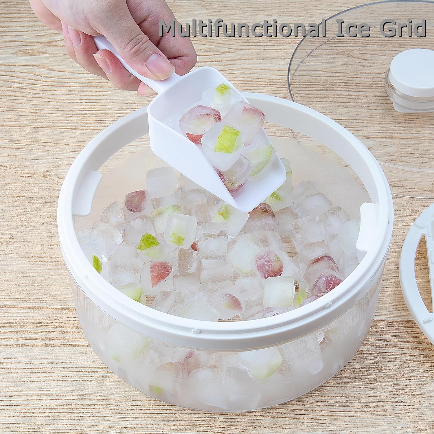Mini bandejas para cubitos de hielo con tapa y contenedor, 64 piezas para congelador, molde para cubitos de hielo, moldes de hielo para cuchara de